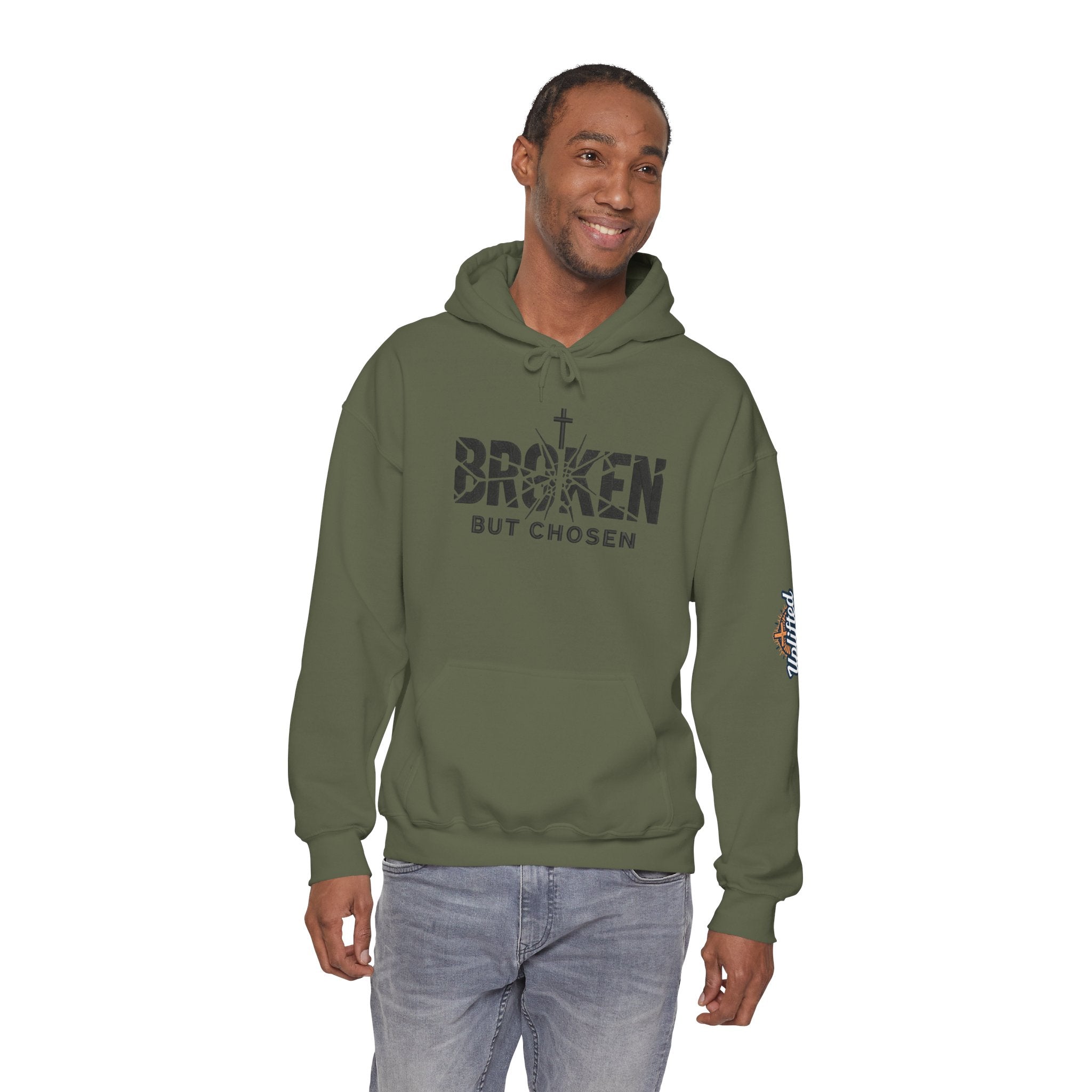 Broken But Chosen Hoodie — Christian Faith Graphic Sweatshirt Printify