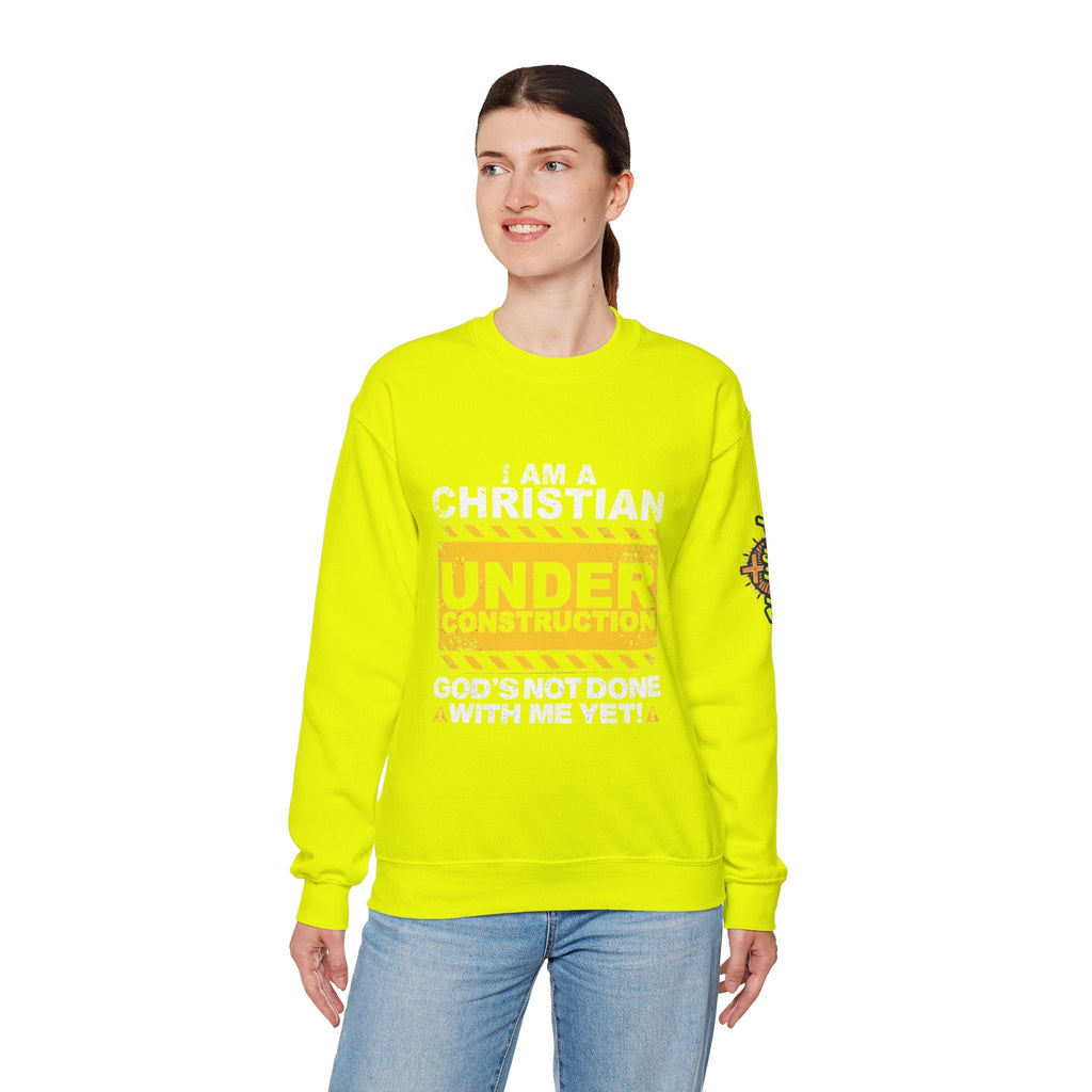 Christian Under Construction Sweatshirt | God Is Not Done With Me Yet Sweatshirt Printify