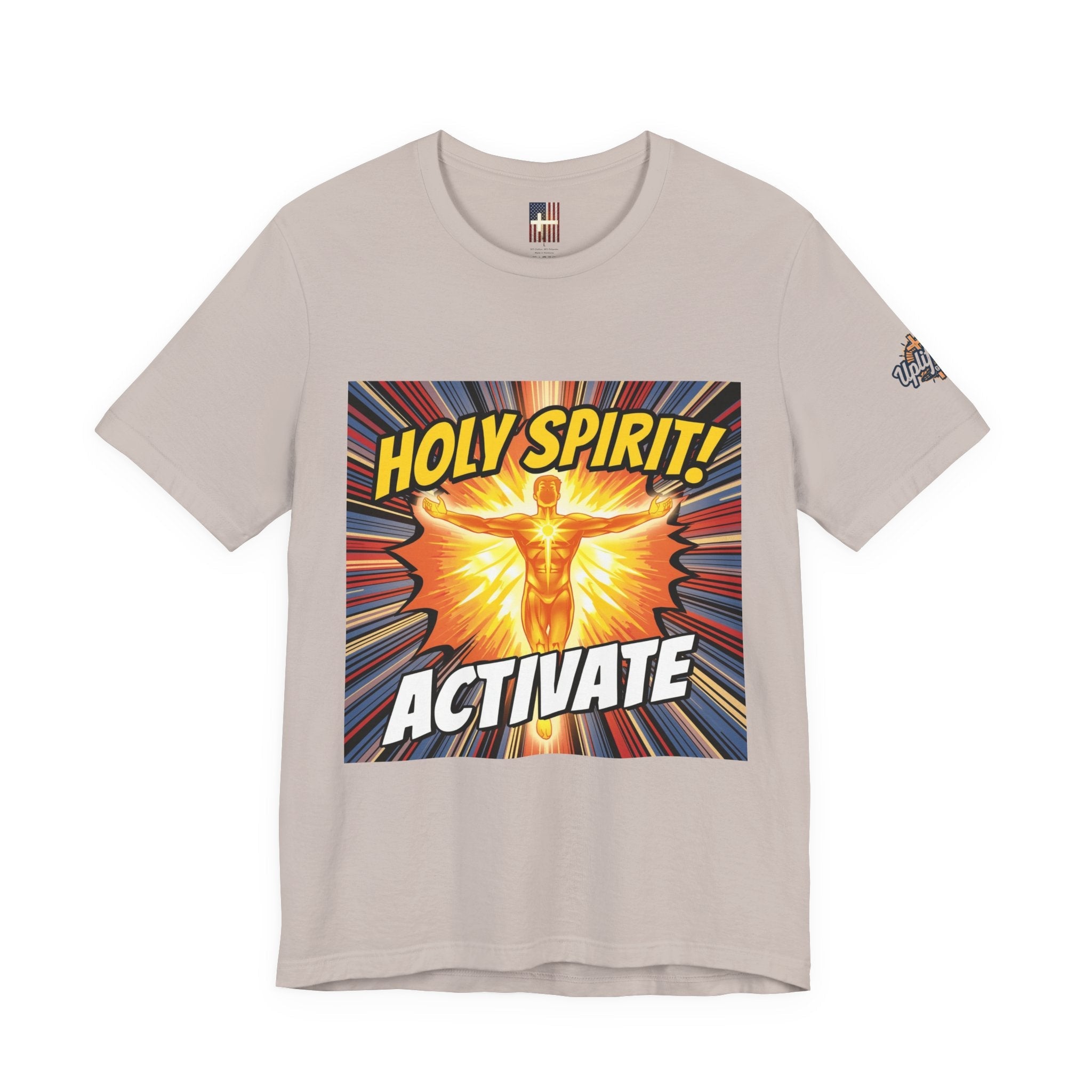 Holy Spirit Activate T-shirt – Superhero Christian T-shirt with Vibrant Power-Up Design for Faith-Fueled Boldness Printify