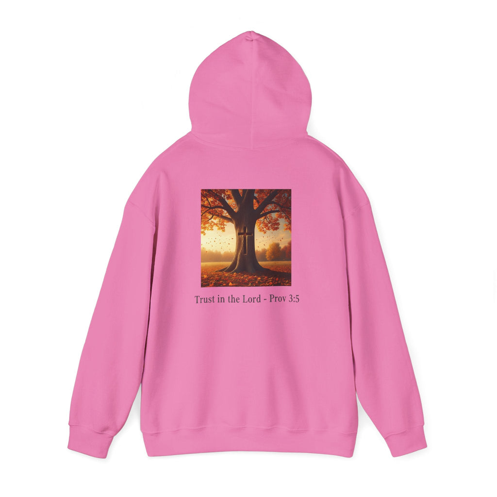 Trust in the Lord Hoodie – Autumn Tree Proverbs 3:5 Christian Hoodie for Cozy Faith Printify