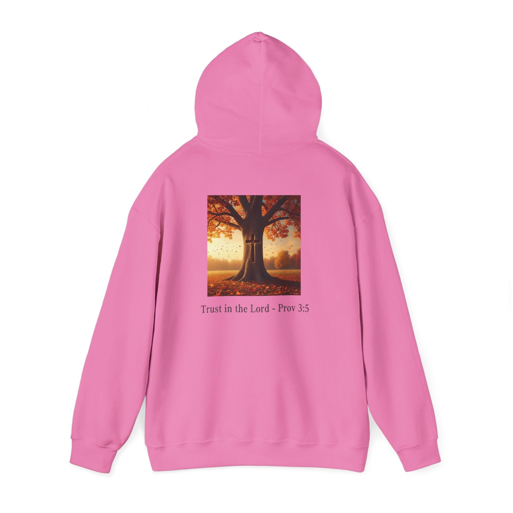 Trust in the Lord Hoodie – Autumn Tree Proverbs 3:5 Christian Hoodie for Cozy Faith Printify