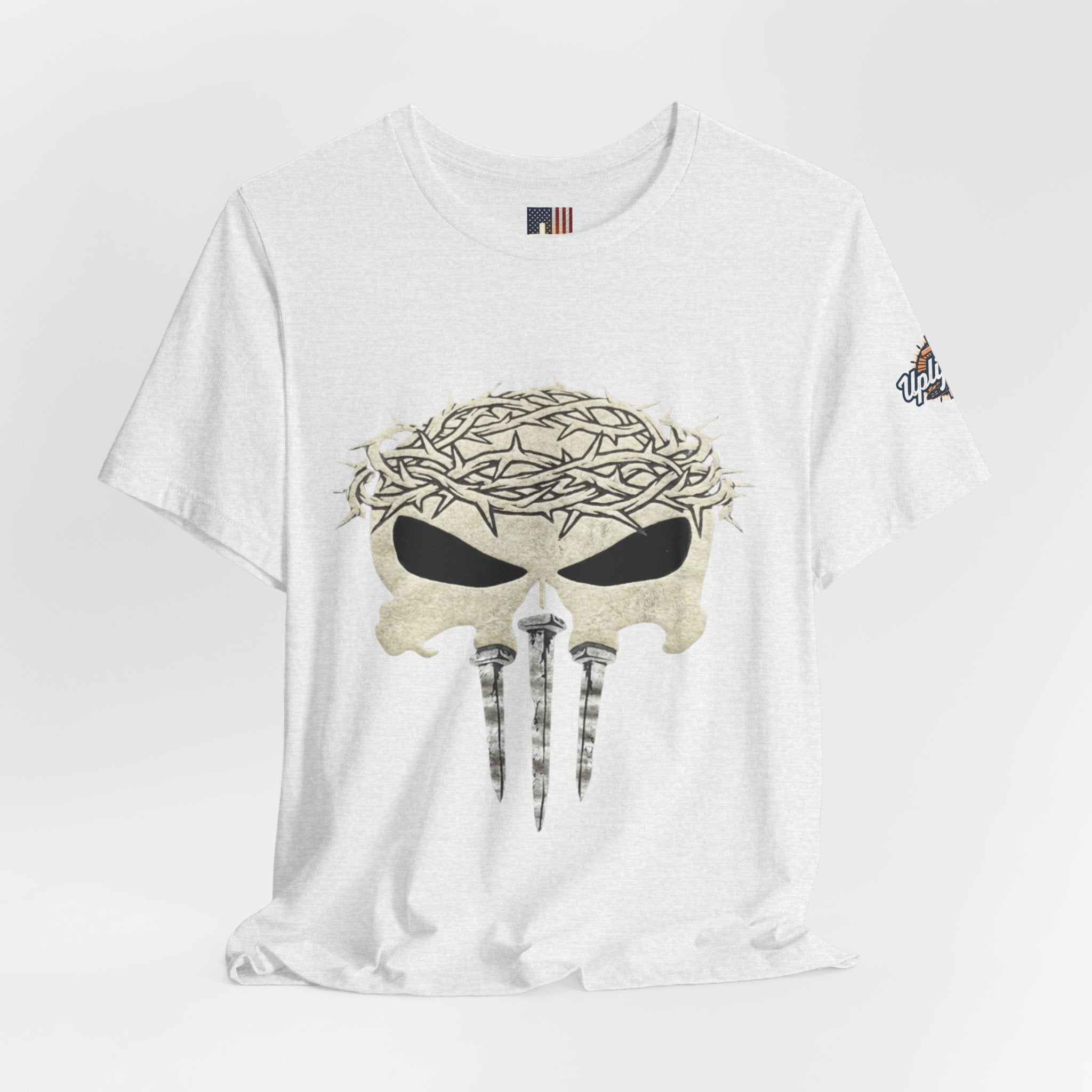 Christian Skull T-shirt - Crown of Thorns & Nails - Warrior Faith T-shirt Printify