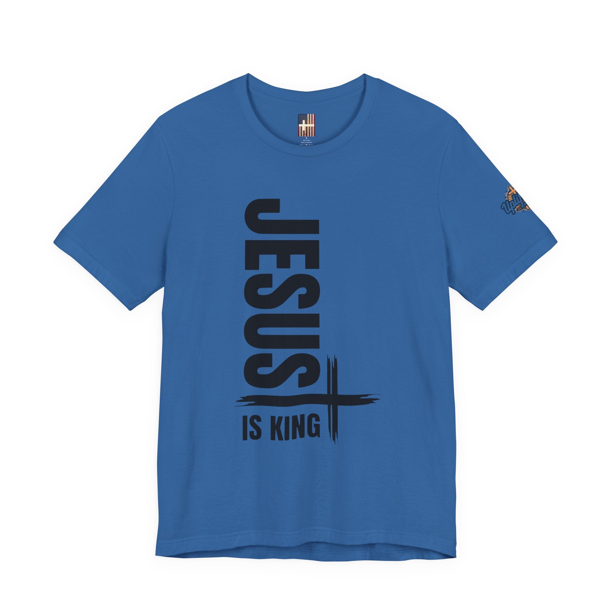 Jesus Is King T-shirt | Modern Typographic Cross Christian T-shirt Printify