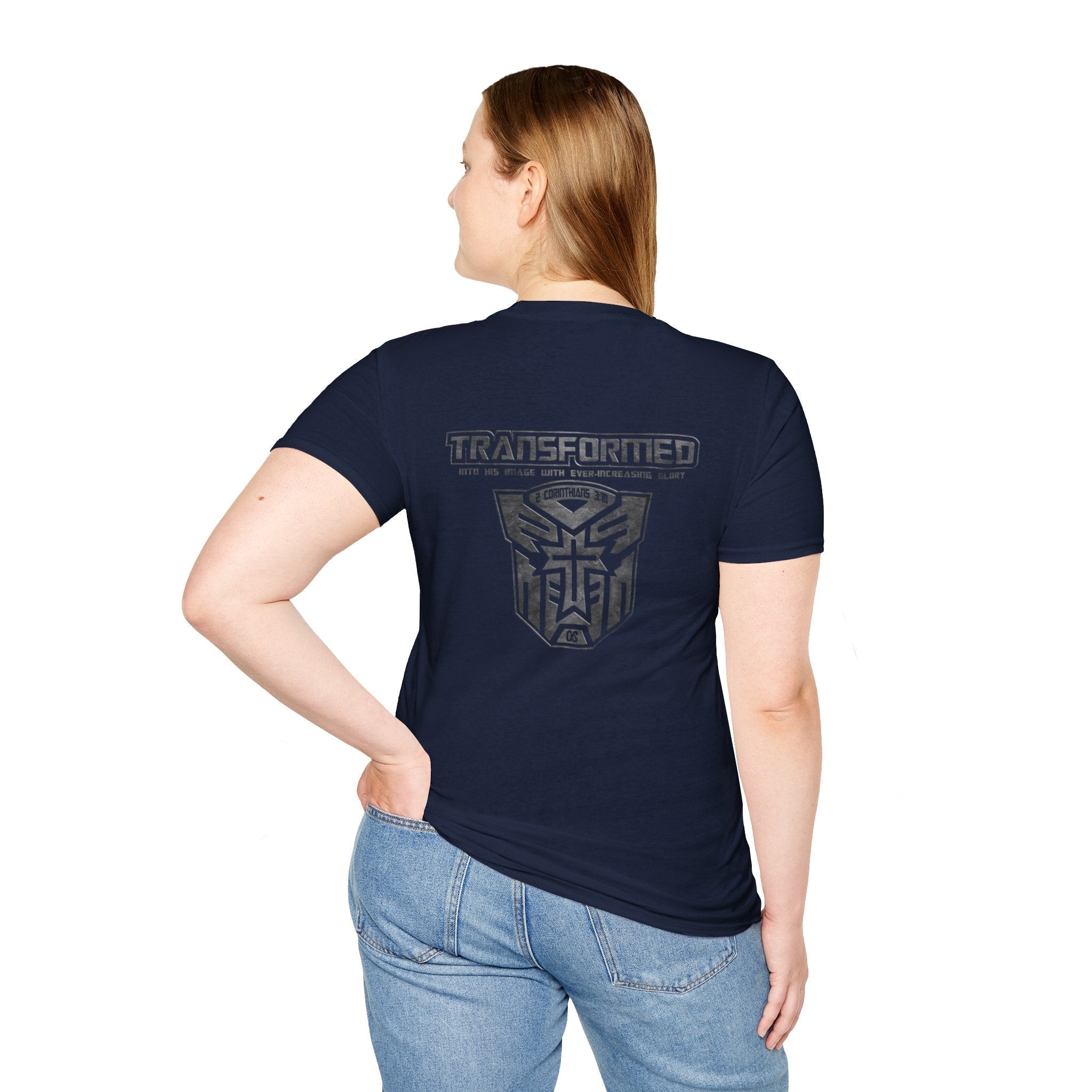 Transformer Logo Christian T-shirt | 2 Corinthians 3:18 Bible Verse T-shirt Printify
