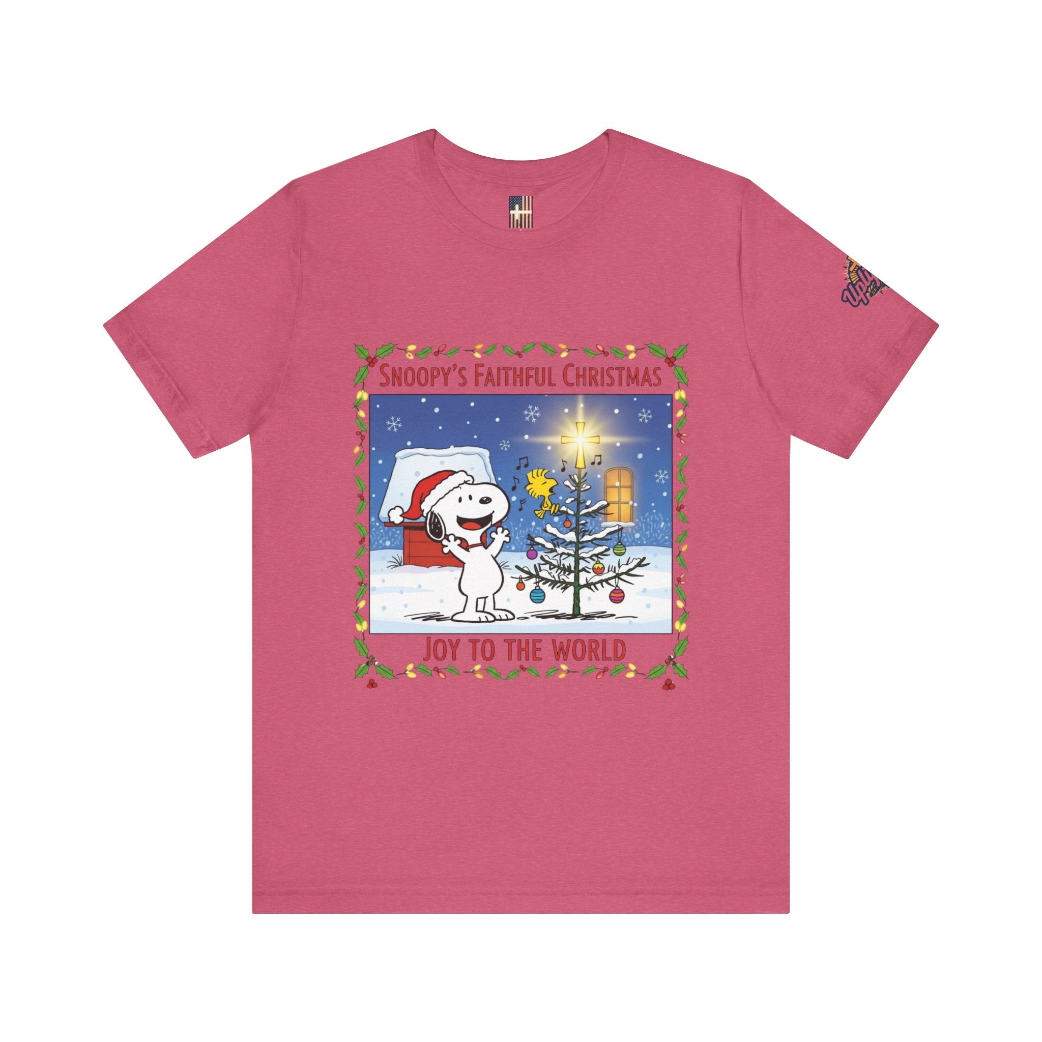 🎄 Faithful Christmas Friends – Christian Holiday T-Shirt | Festive Tree & Cartoon Duo | Heartwarming Christmas Tee by Uplifted Gear Printify