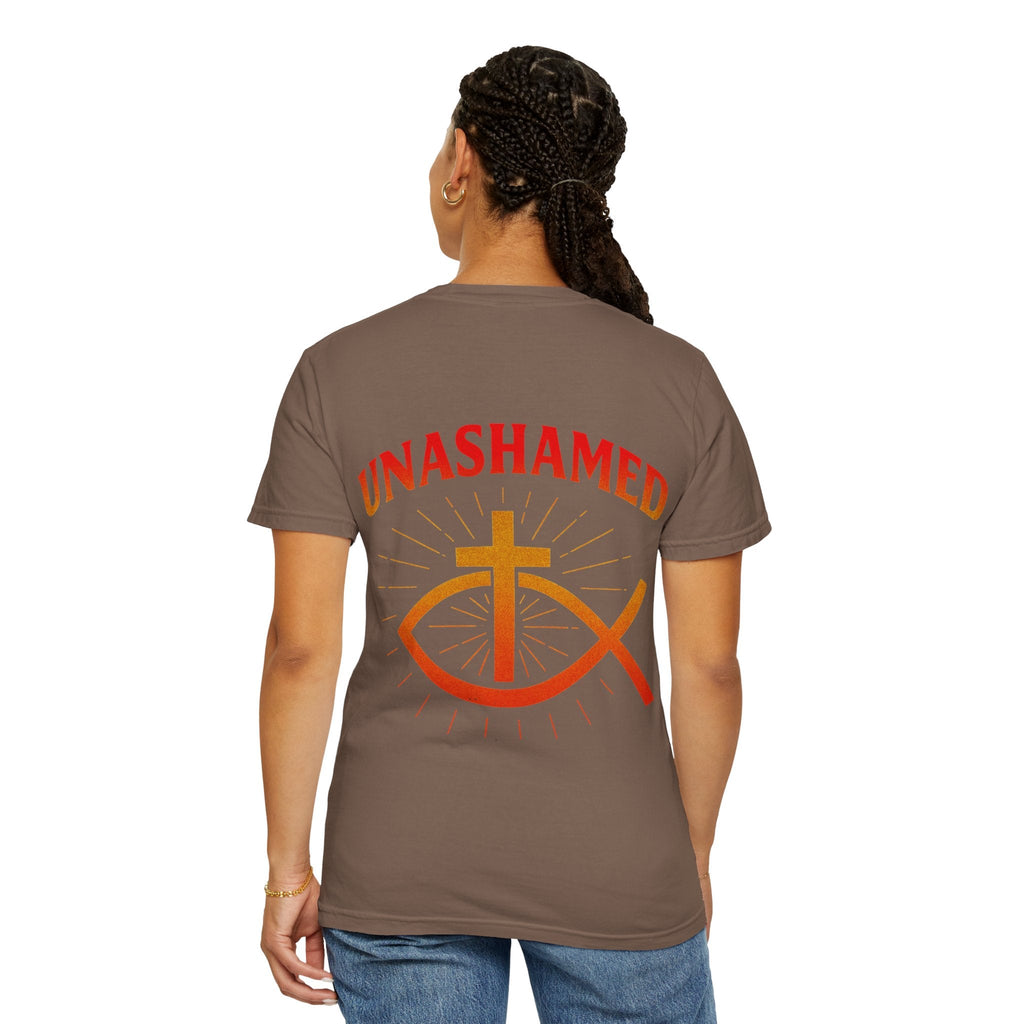 Unashamed T-shirt – Ichthys Jesus Fish & Cross Christian Sweatshirt for Romans 1:16 Bold Faith Printify
