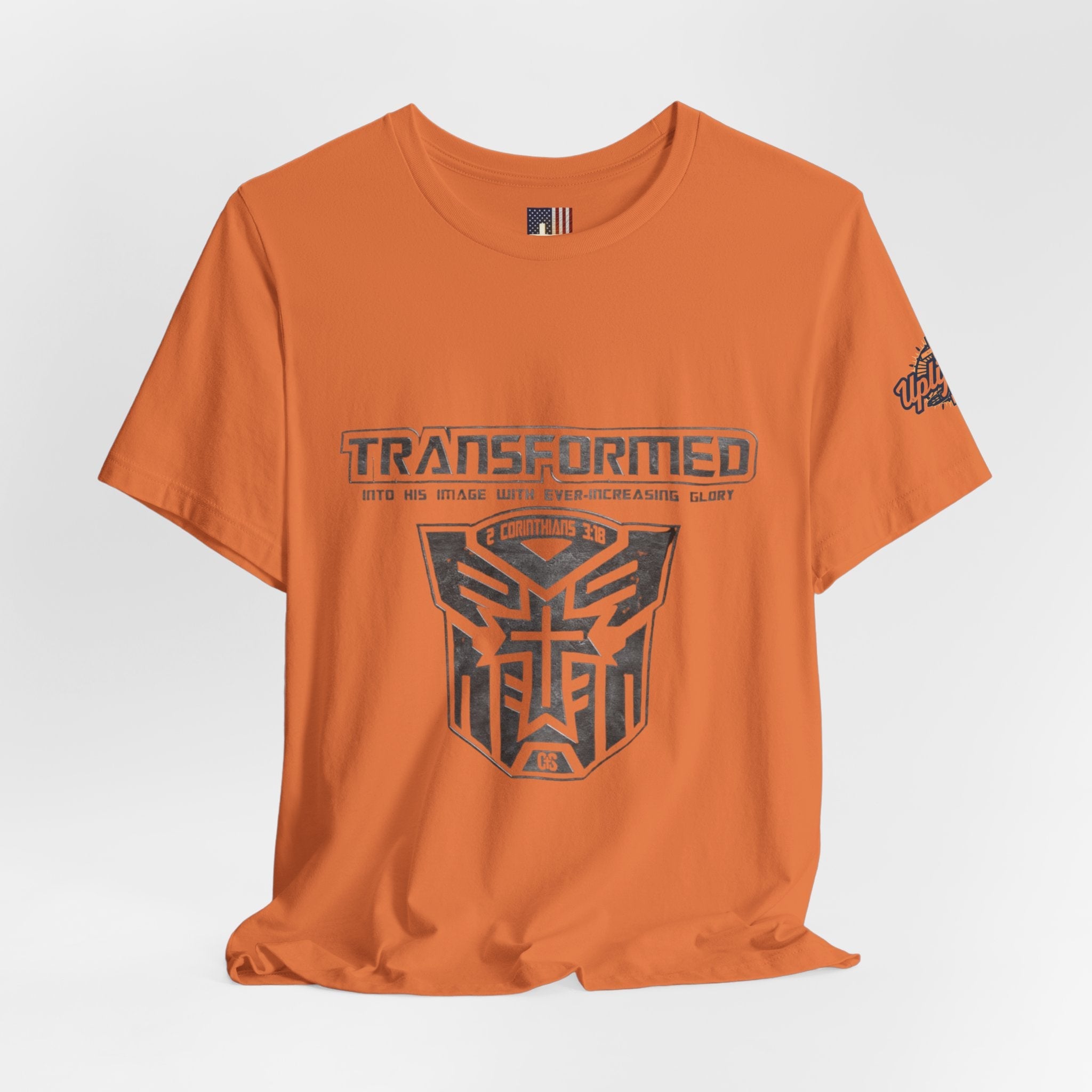 Transformer Logo Christian T-shirt | 2 Corinthians 3:18 Bible Verse T-shirt Printify
