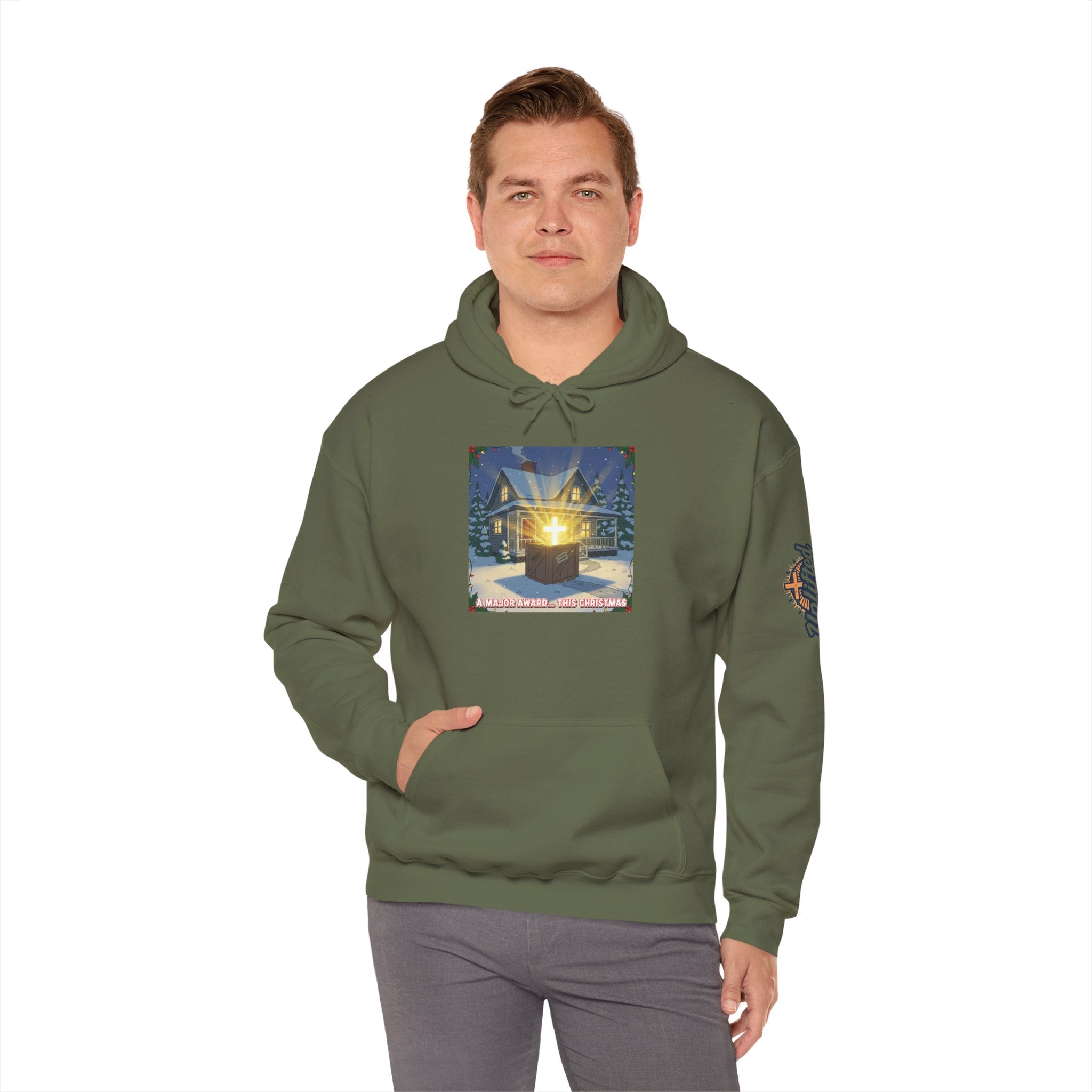 A Major Award This Christmas Hoodie – Fragile Leg Lamp Parody Cross Unboxing Christian Sweatshirt for Hilarious Faith & Holiday Glow Printify