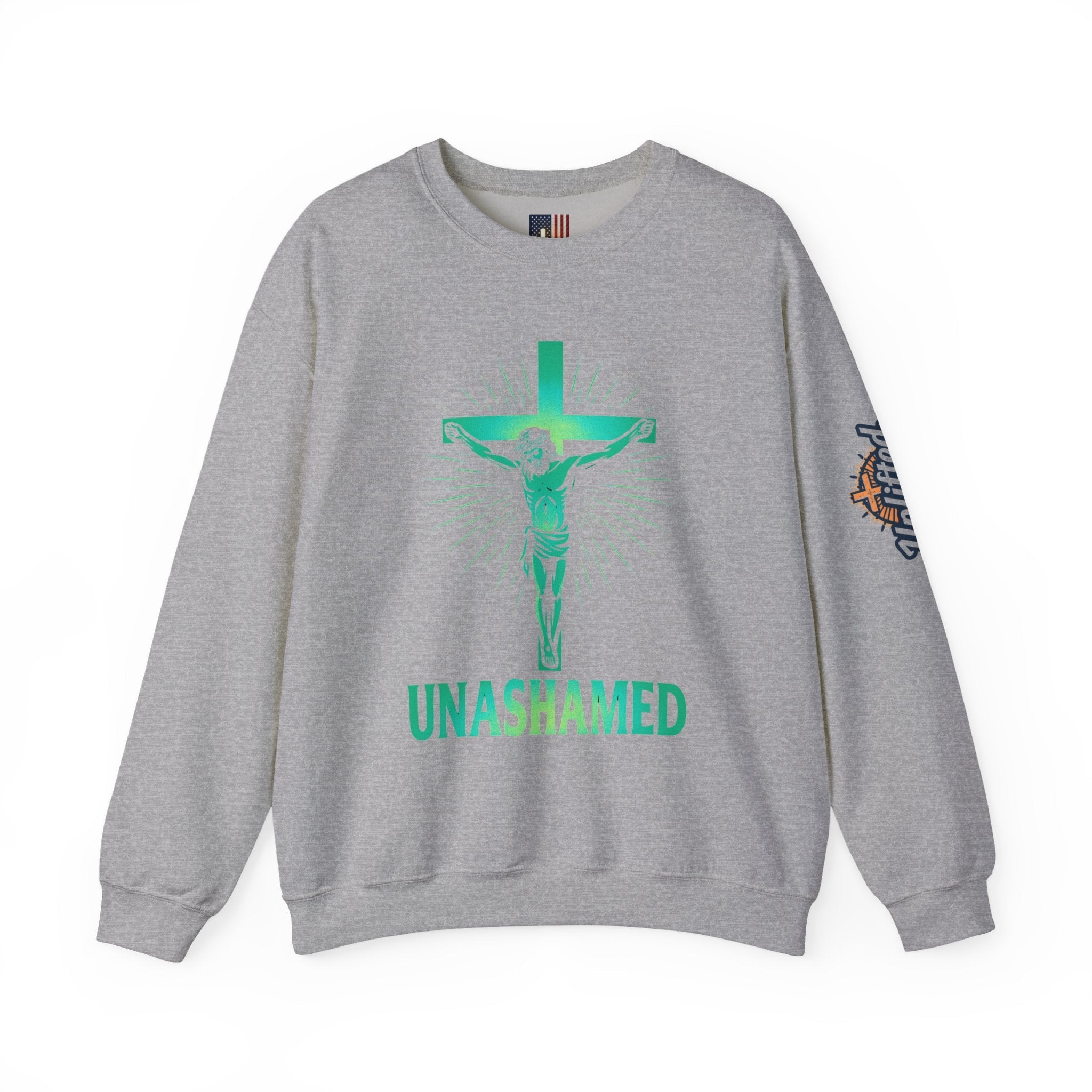 Unashamed Sweatshirt – Romans 1:16 Crucifixion Christian Sweatshirt for Bold Unwavering Faith Printify