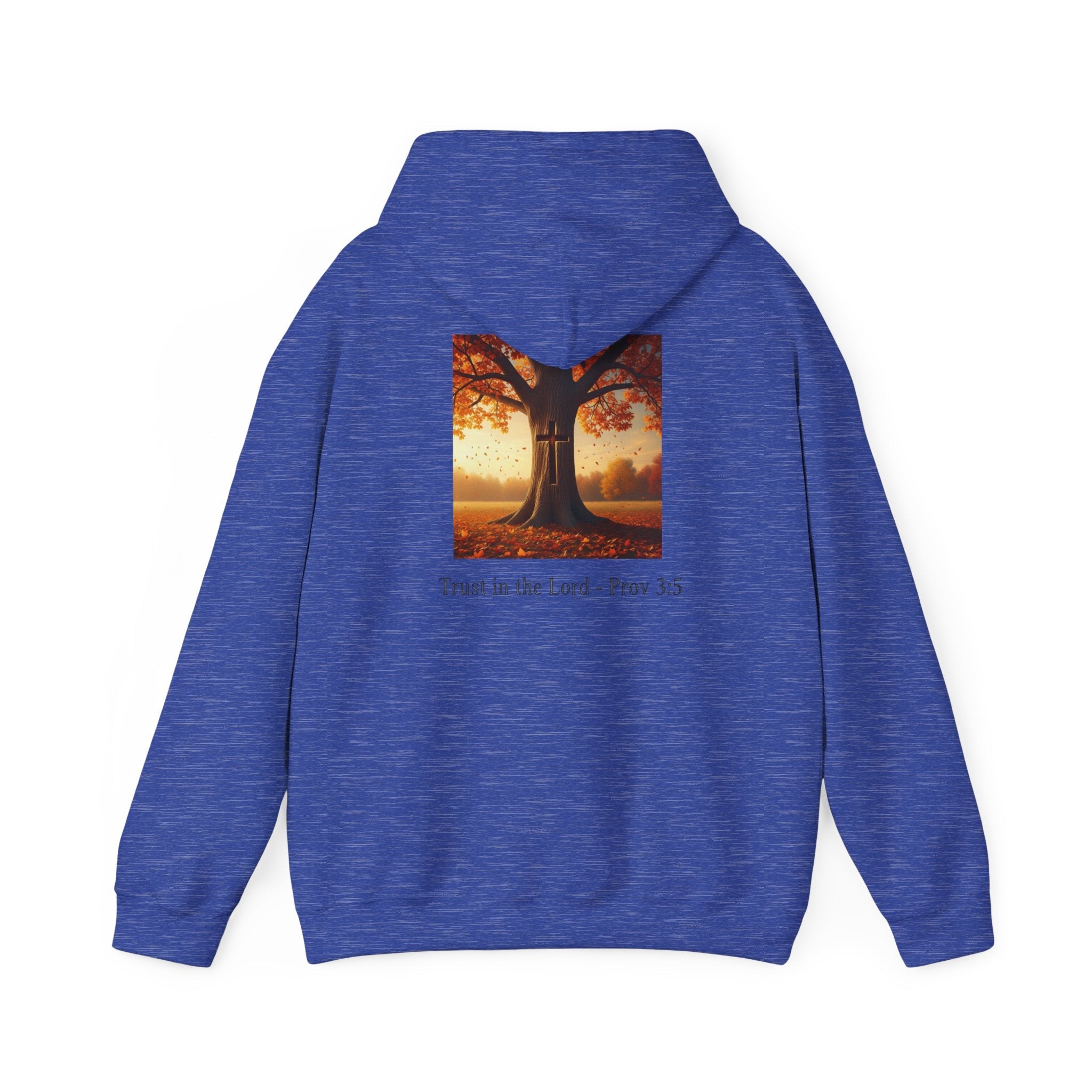 Trust in the Lord Hoodie – Autumn Tree Proverbs 3:5 Christian Hoodie for Cozy Faith Printify