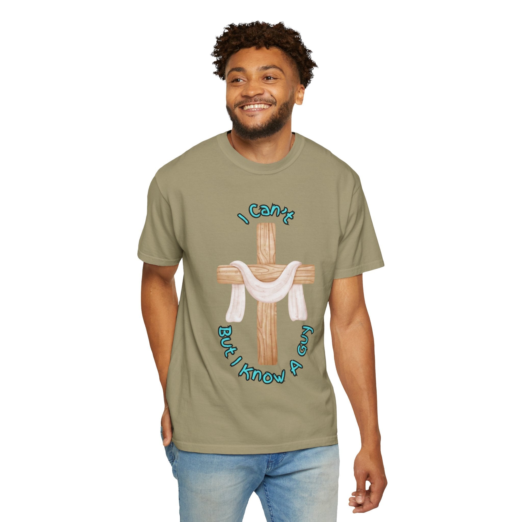 I Can’t, But I Know a Guy T-Shirt – Jesus Cross Christian Tee for Faithful Humor Printify