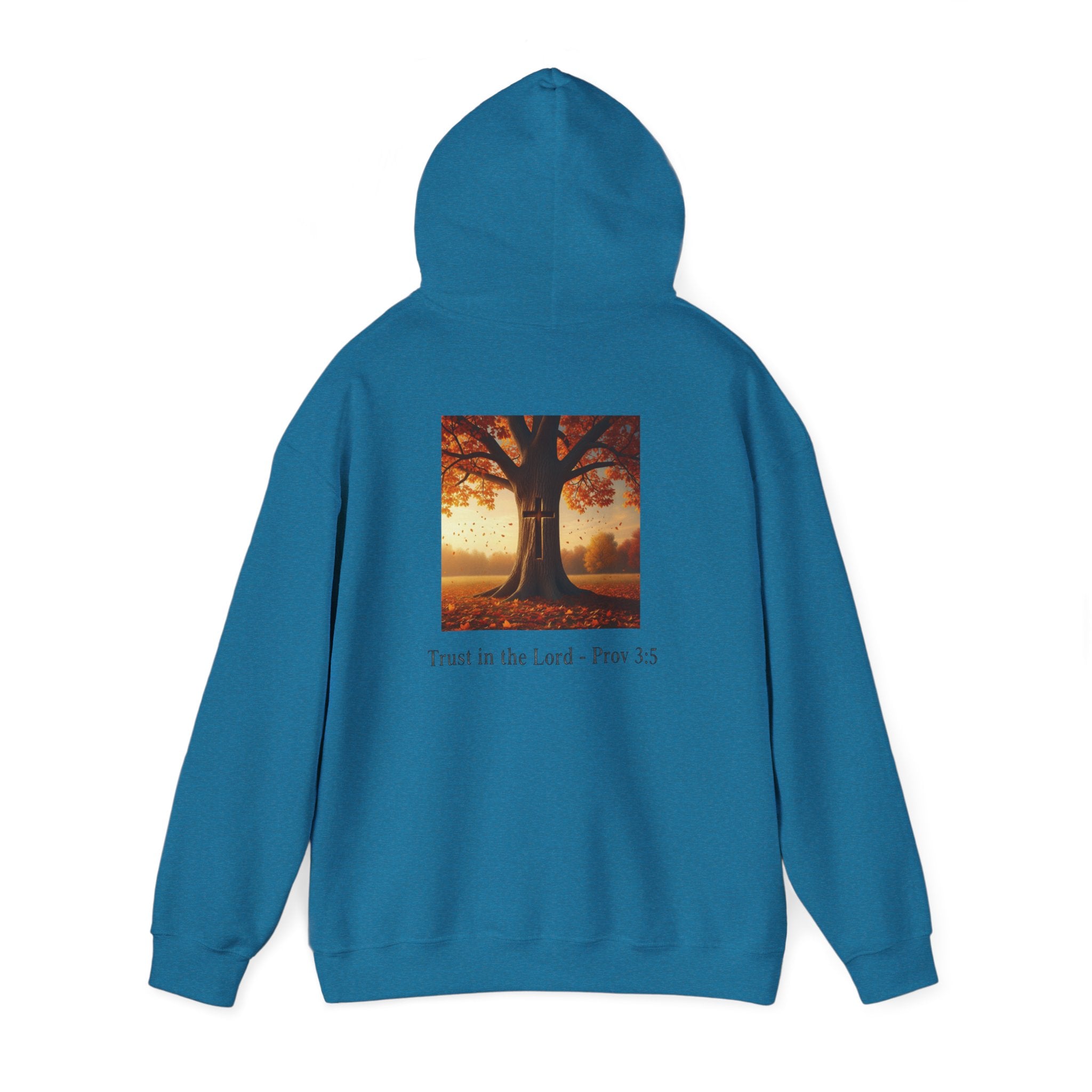 Trust in the Lord Hoodie – Autumn Tree Proverbs 3:5 Christian Hoodie for Cozy Faith Printify