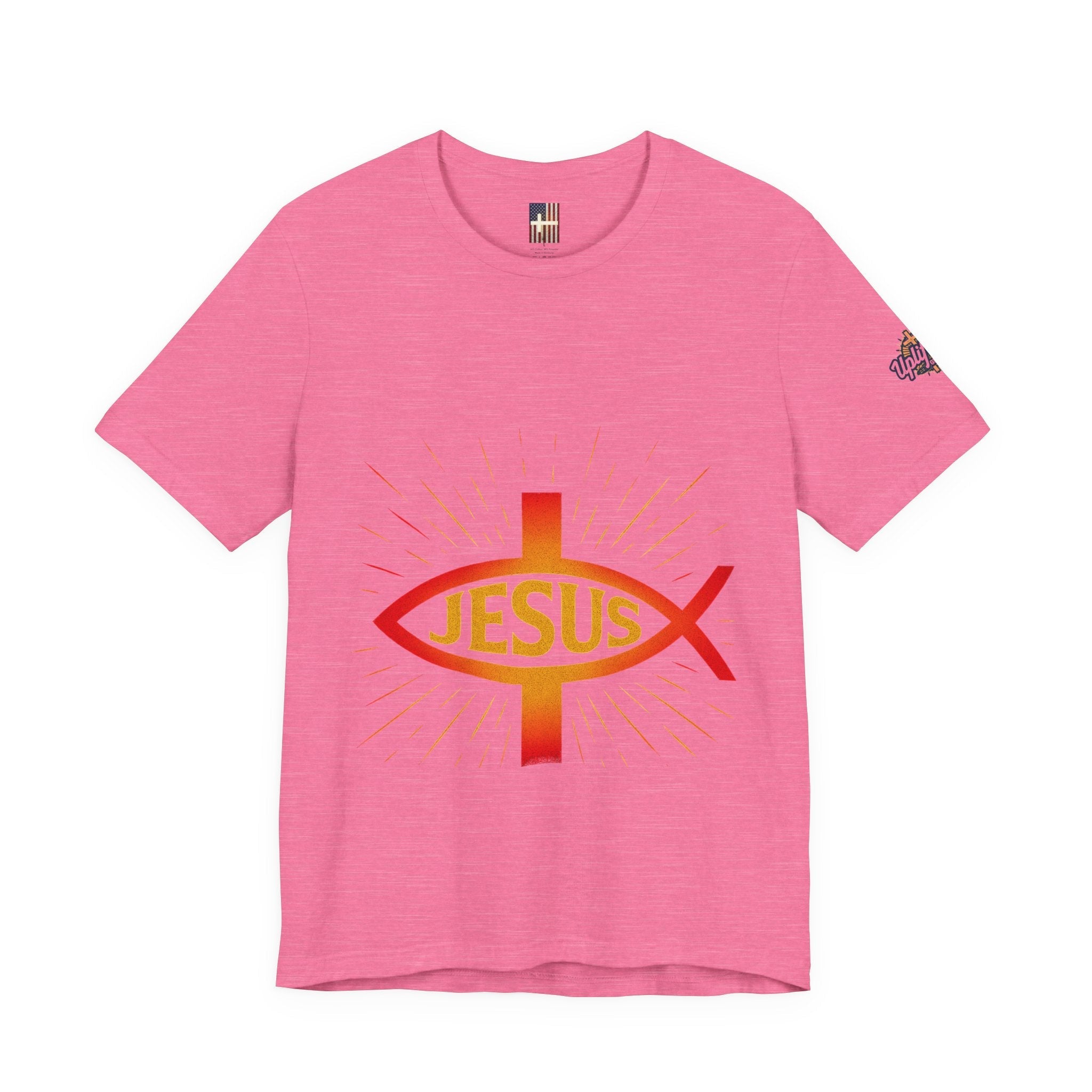 Jesus Ichthys T-shirt – Christian Fish Symbol with Cross & Jesus Inscription T-shirt for Eternal Faith & Streetwear Printify