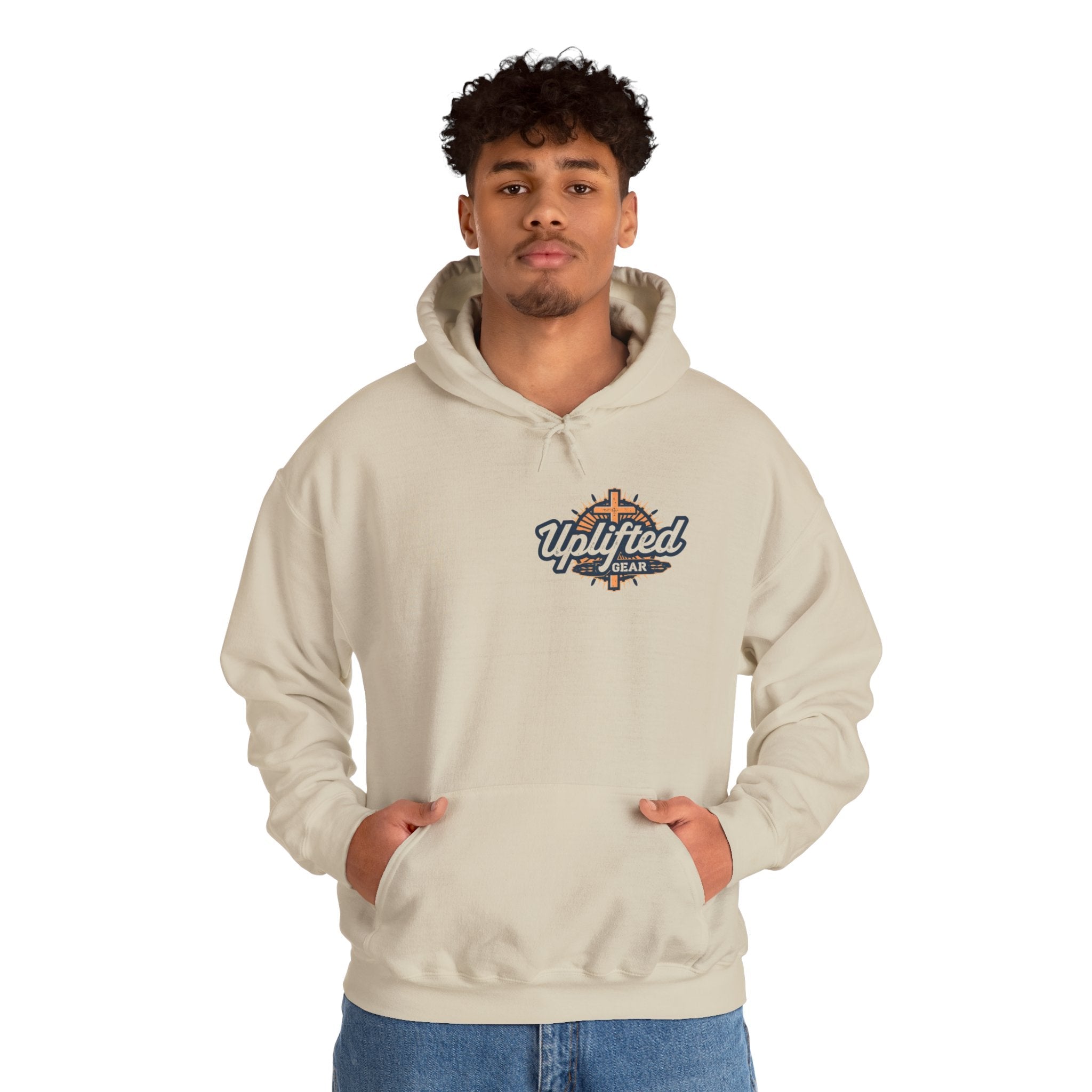 🔥 I’m With Him → Christian Hoodie | Arrow Pointing to Jesus | Minimalist Faith Tee | Subtle Cross Design | Bible-Inspired Apparel by Uplifted Gear Printify