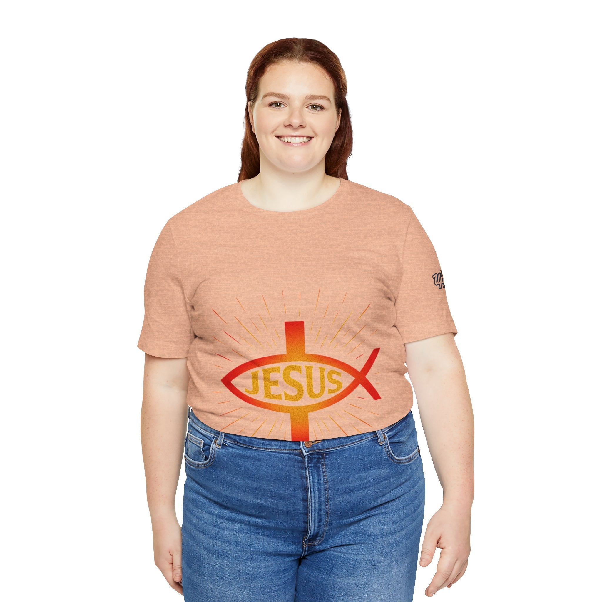 Jesus Ichthys T-shirt – Christian Fish Symbol with Cross & Jesus Inscription T-shirt for Eternal Faith & Streetwear Printify