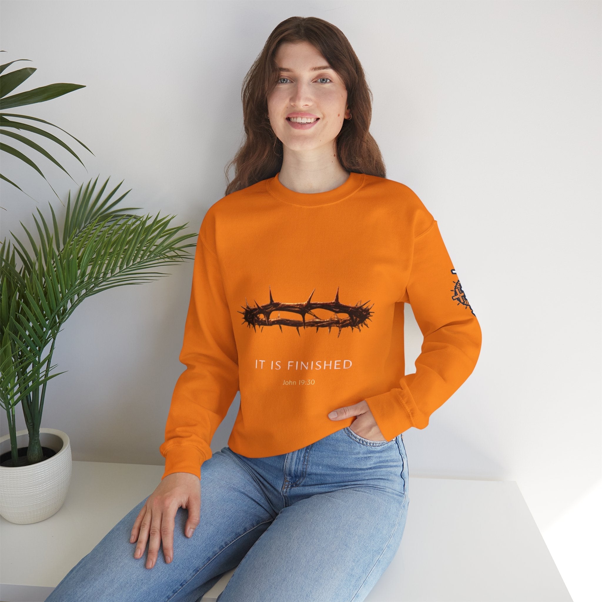 It Is Finished Crown of Thorns Sweatshirt — Christian John 19:30 Faith Sweatshirt Printify