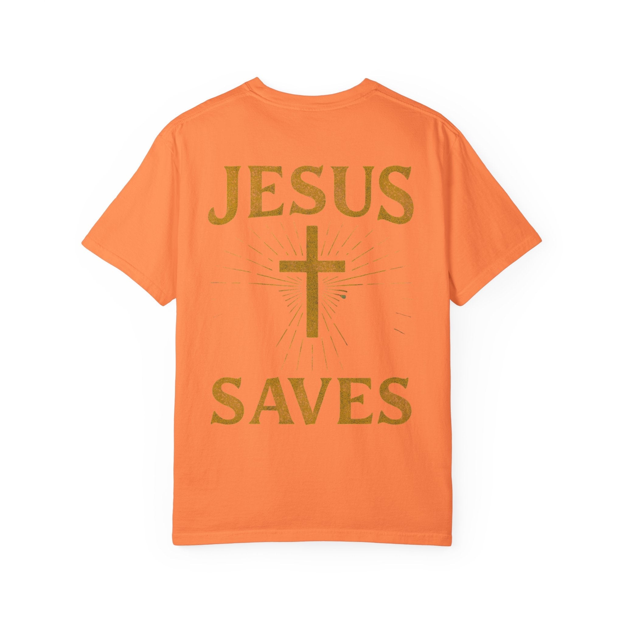 Jesus Saves T-shirt – Radiant Cross & Rays of Light Christian T-shirt for Eternal Hope & Faith Printify