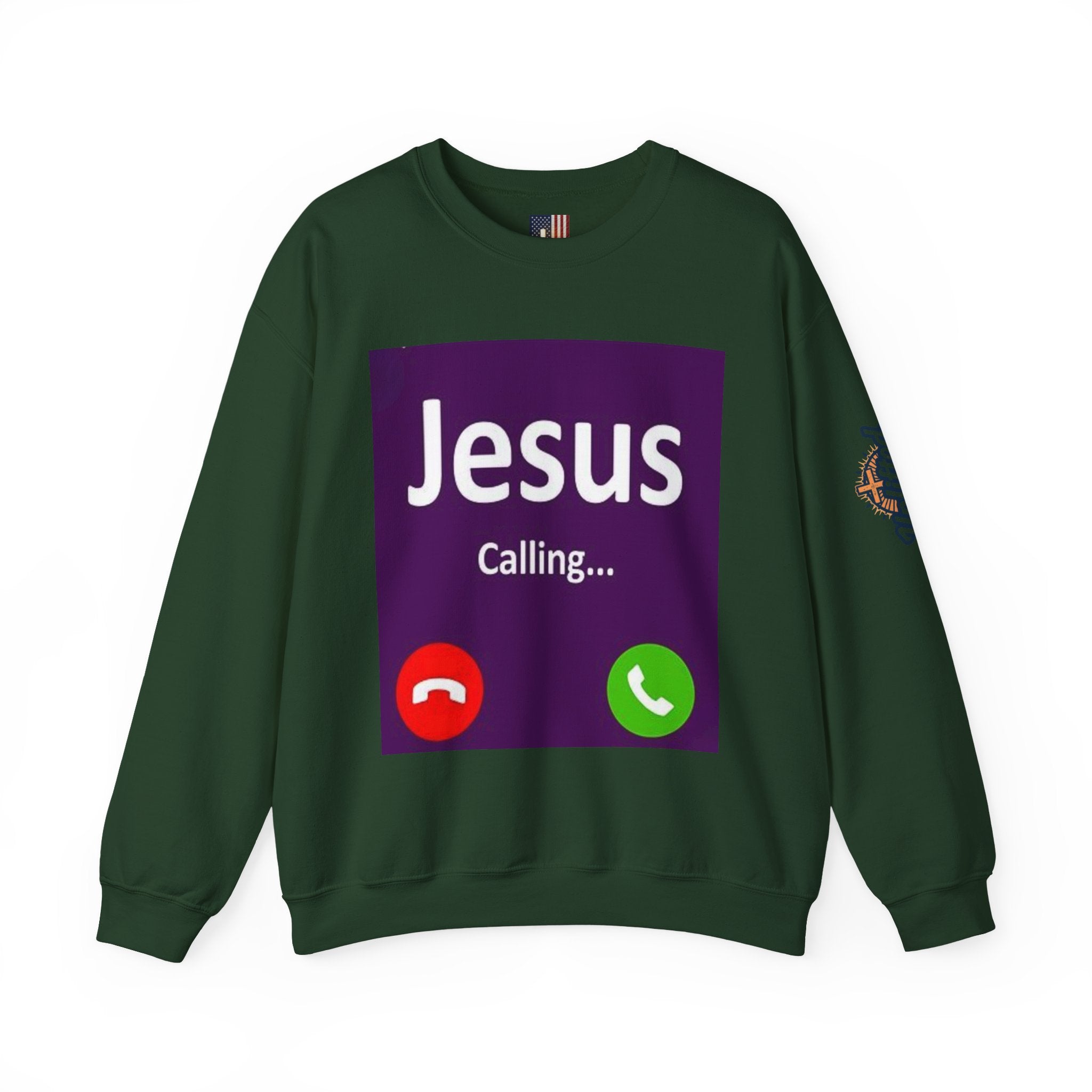 Jesus Calling Sweatshirt – Funny Cell Phone Screen Christian Sweatshirt for Divine Connection & Faith Humor Printify
