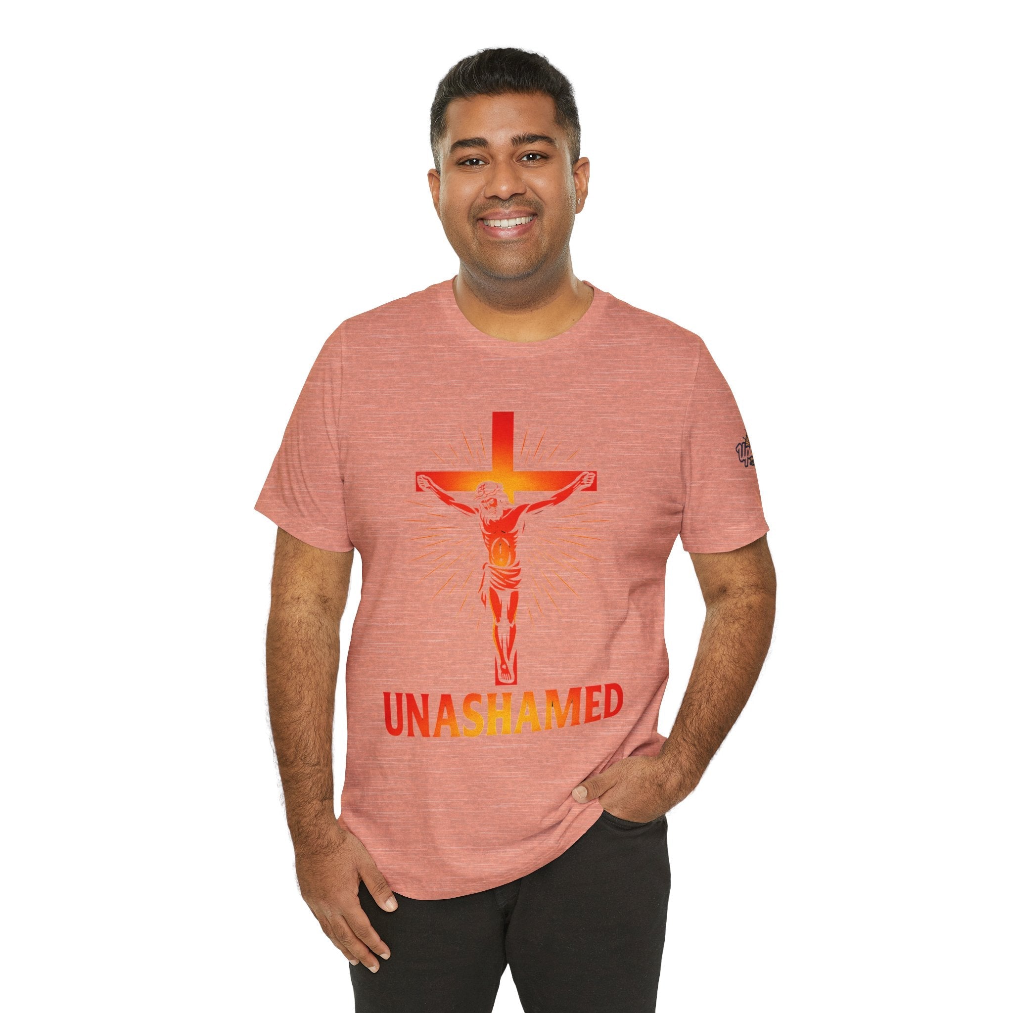 Unashamed T-shirt – Romans 1:16 Crucifixion Christian t-shirt for Bold Unwavering Faith Printify