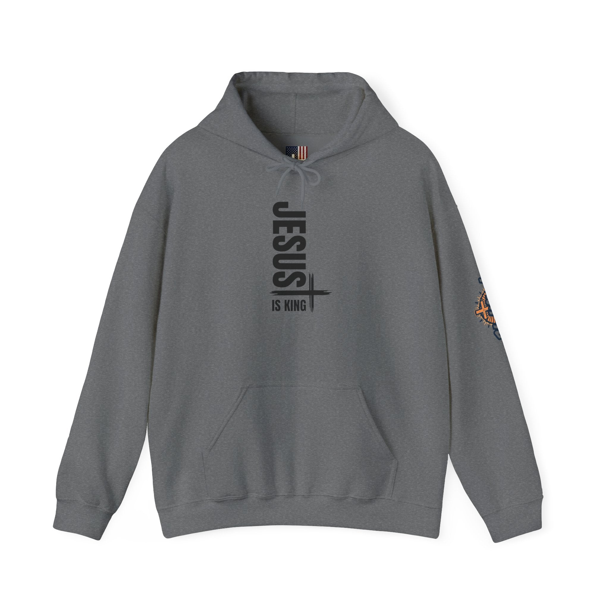 Jesus Is King Hoodie | Modern Typographic Cross Christian Hoodie Printify