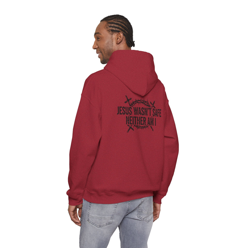⚡ Jesus Wasn’t Safe – Neither Am I | Bold Christian Hoodie | Storm-Walking Faith Tee | Minimalist Black & White Design | Uplifted Gear Printify