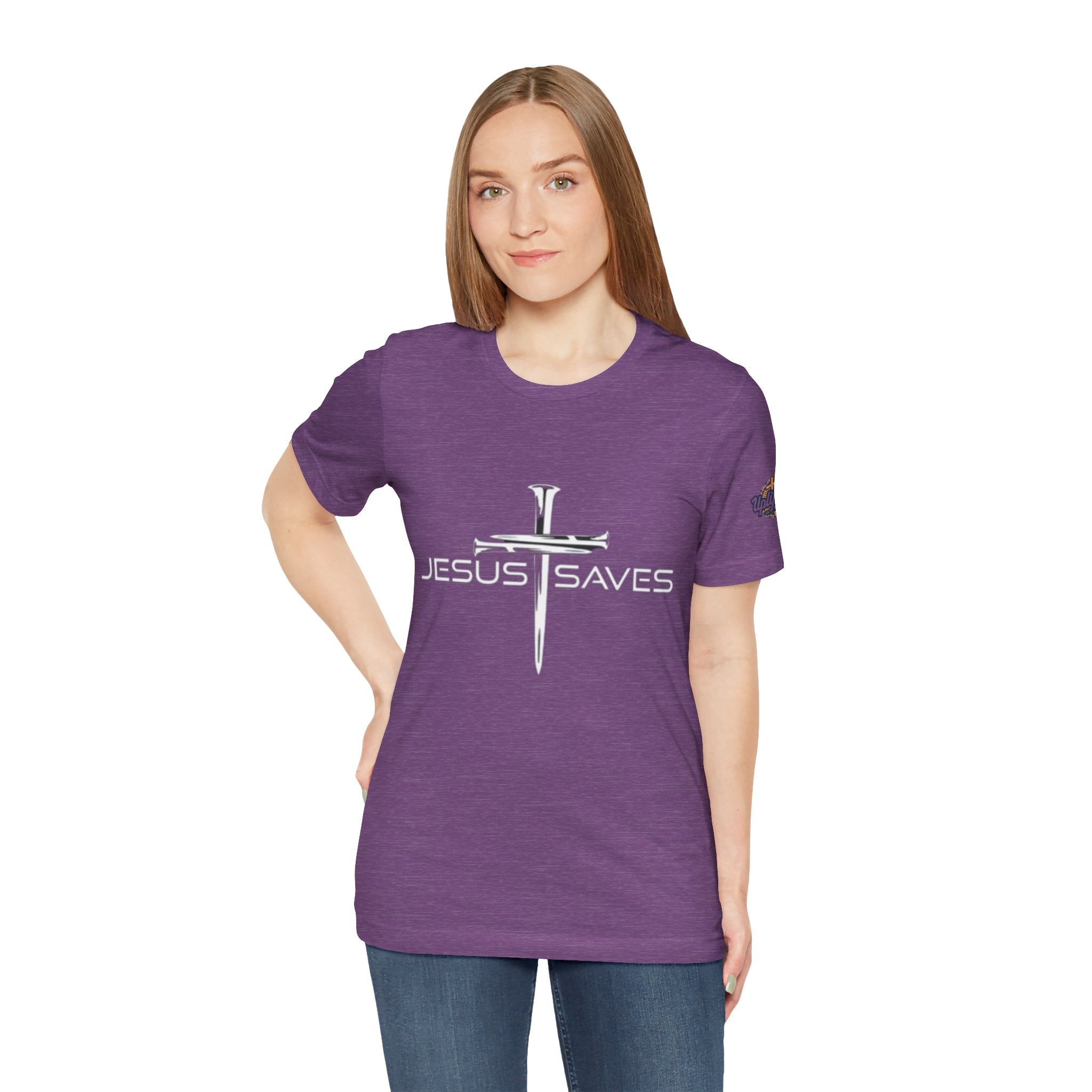 Jesus Saves T-shirt – 3 Nails Crucifix Cross Christian T-shirt for Redemption Faith & Bold Salvation Printify