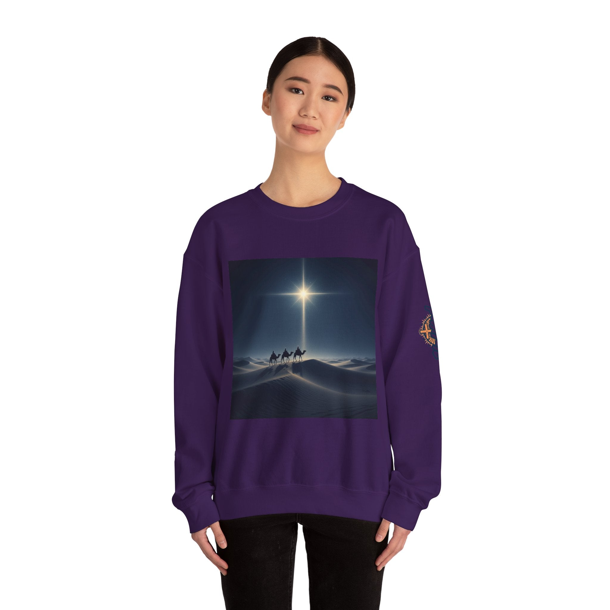3 Wise Men Sweatshirt – Magi Camels Nativity Journey Christian Christmas Sweatshirt for Epiphany Faith & Holy Night Printify