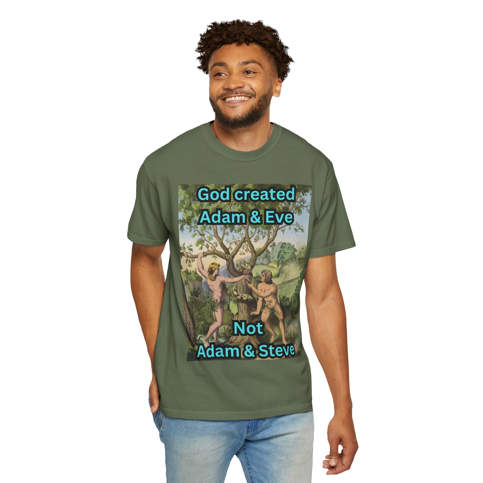 God Created Adam and Eve T-Shirt – Biblical Truth Christian Tee for Bold Faith Printify