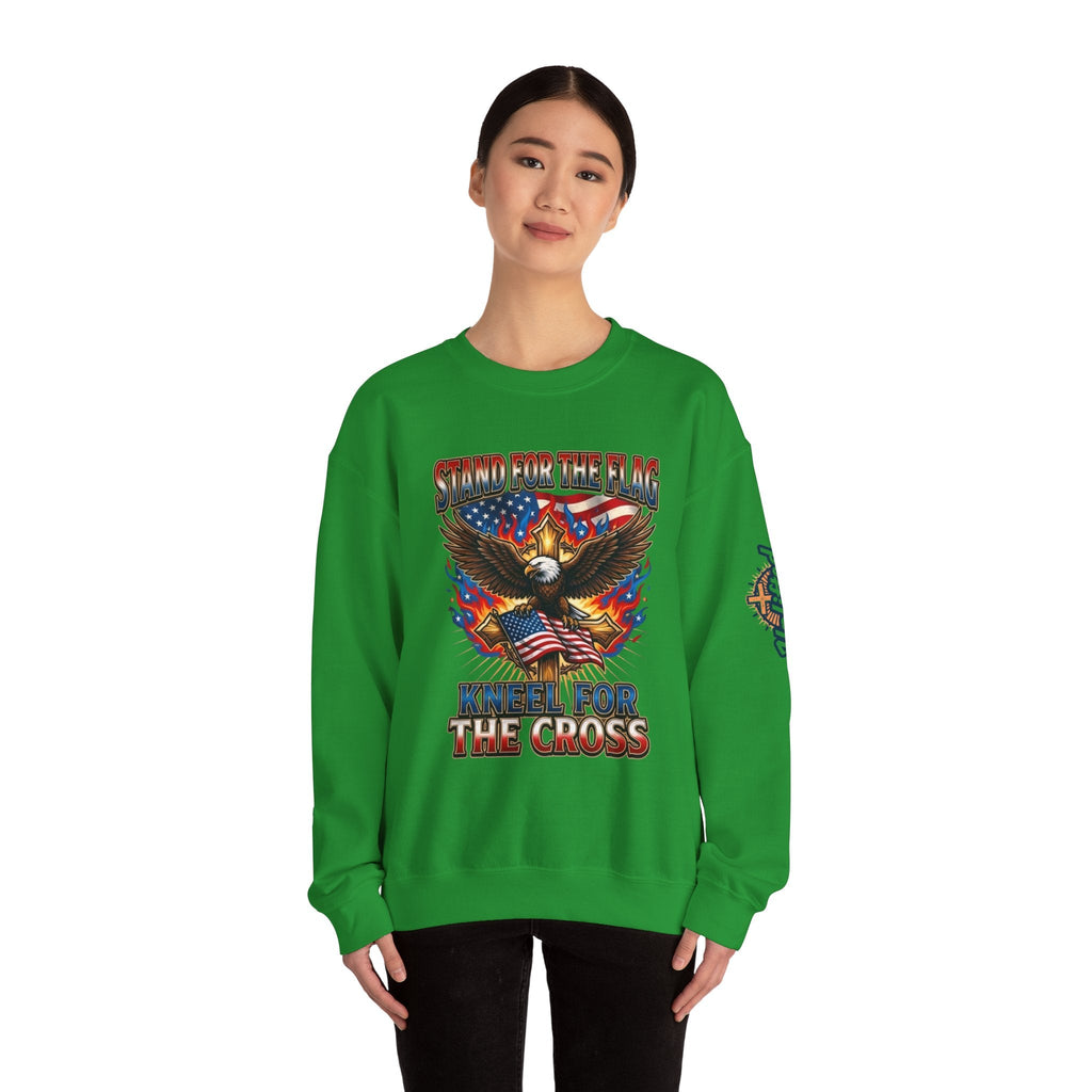 Stand for the Flag Kneel for the Cross Sweatshirt | Patriotic Eagle Sweatshirt Printify