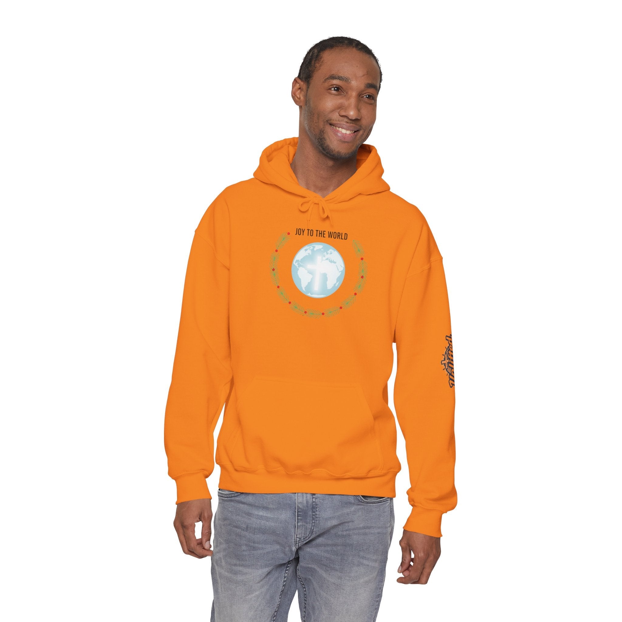 Joy to the World Hoodie – Wreath Earth Nativity Christian Christmas Sweatshirt for Isaiah 9:6 Holiday Faith & Festive Joy Printify