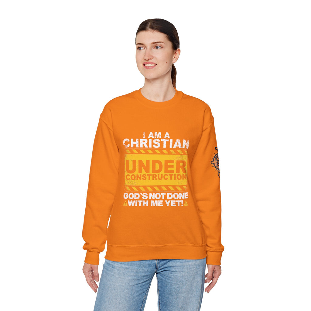 Christian Under Construction Sweatshirt | God Is Not Done With Me Yet Sweatshirt Printify