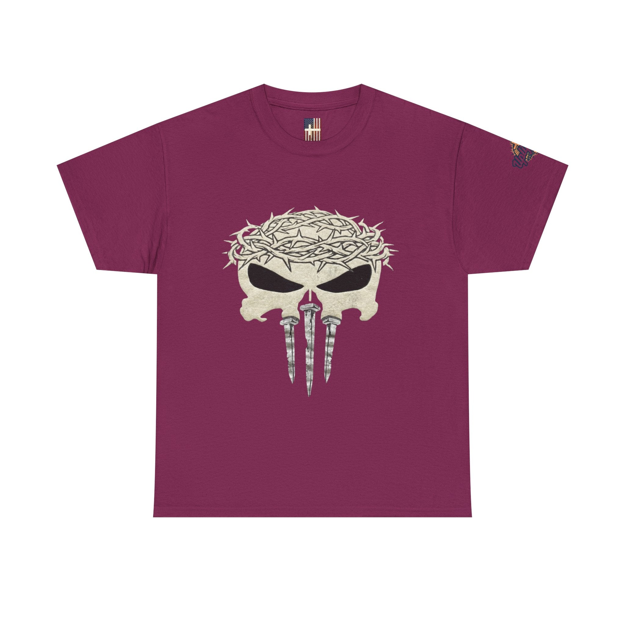 Christian Skull T-shirt - Crown of Thorns & Nails - Warrior Faith T-shirt Printify