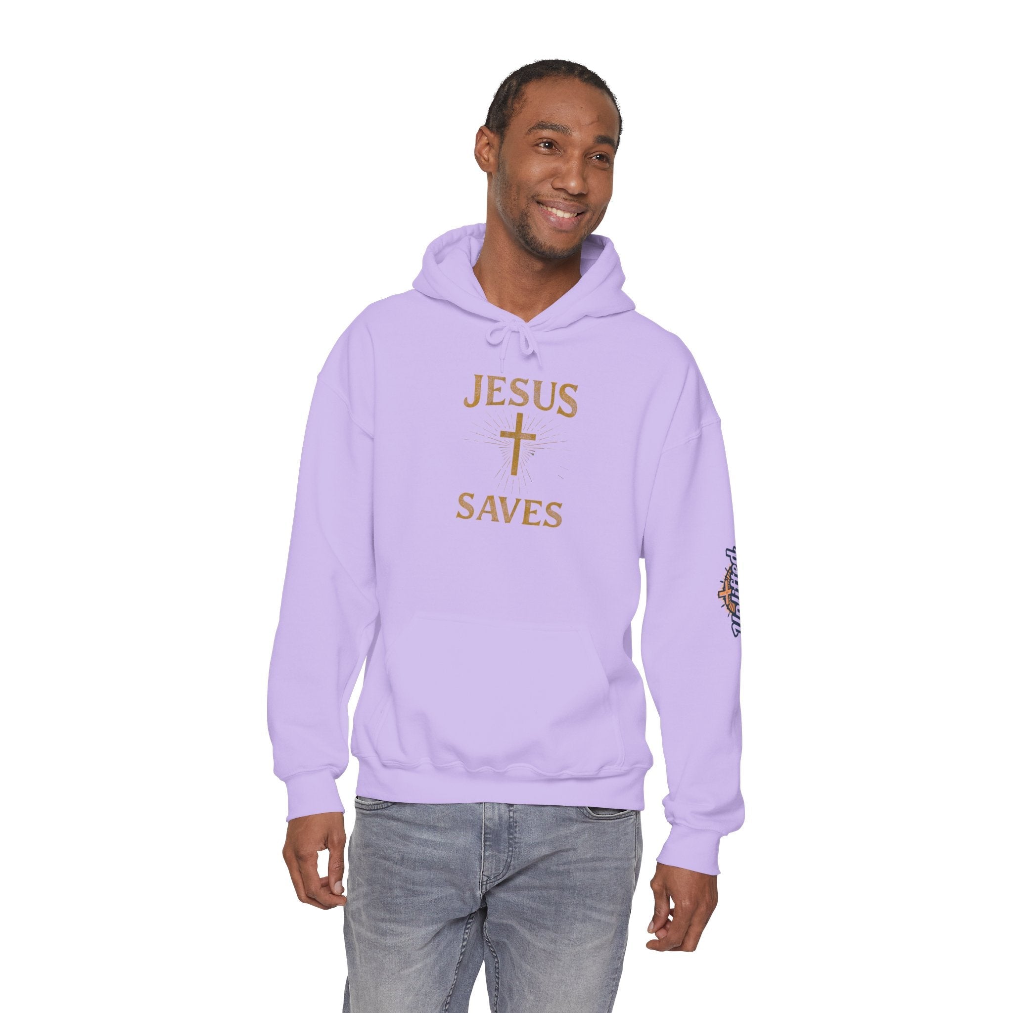 Jesus Saves Hoodie – Radiant Cross & Rays of Light Christian Sweatshirt for Eternal Hope & Faith Printify