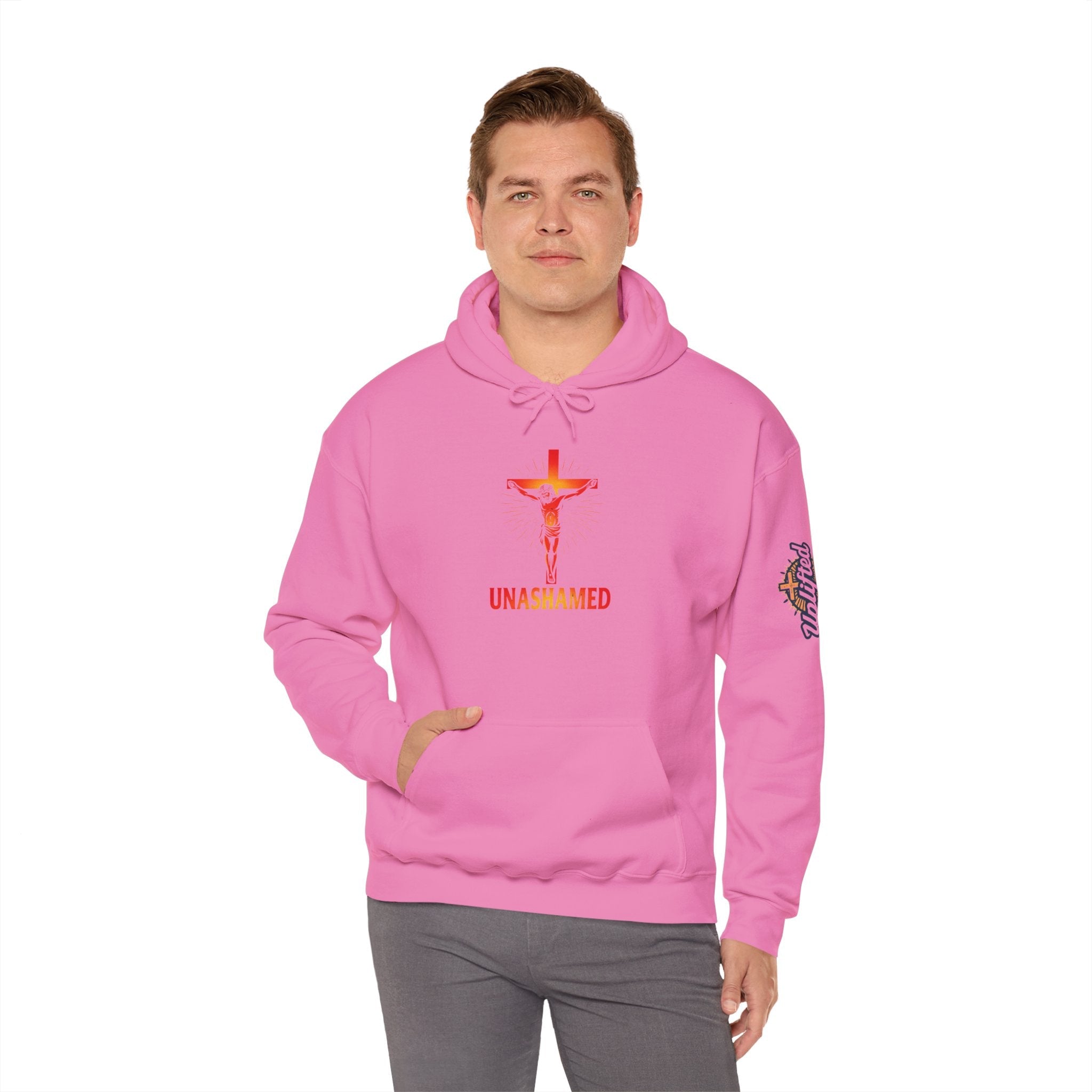 Unashamed Hoodie – Romans 1:16 Crucifixion Christian Sweatshirt for Bold Unwavering Faith Printify