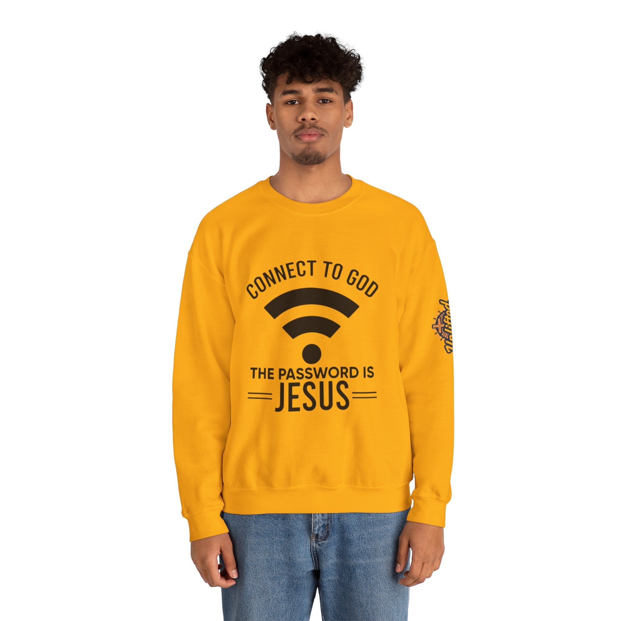 Connect to God Sweatshirt - WIFI Password is Jesus - Funny Christian Faith Sweatshirt Printify