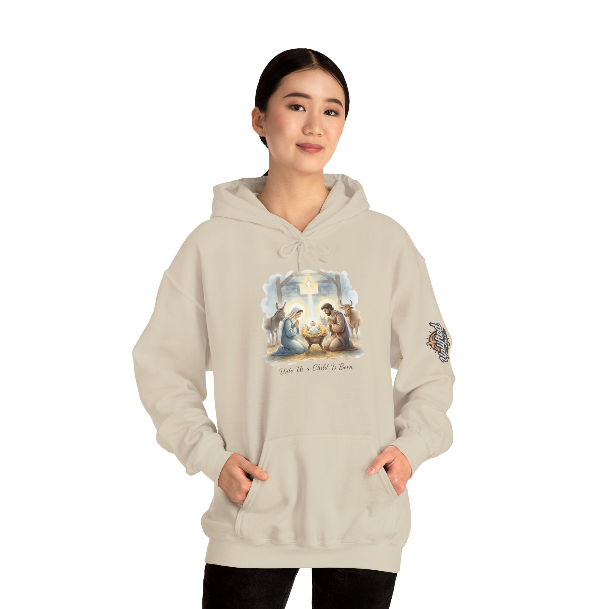 Unto Us a Child is Born Hoodie – Isaiah 9:6 Nativity Manger Scene Christian Christmas Sweatshirt for Holy Night Faith Printify