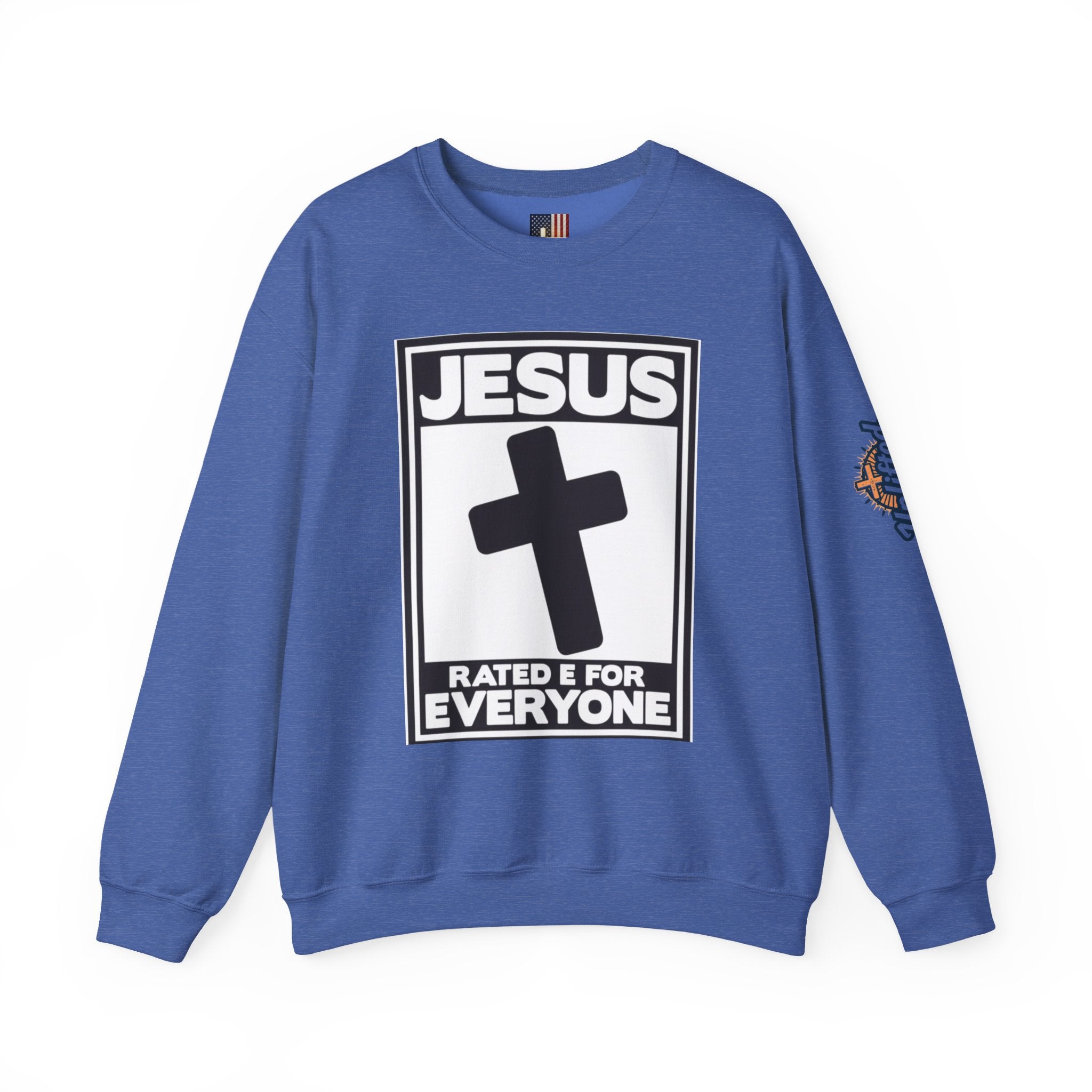 Jesus, Rated E for Everyone Sweatshirt - Gamer Faith Sweatshirt - Christian Video Game Parody Printify