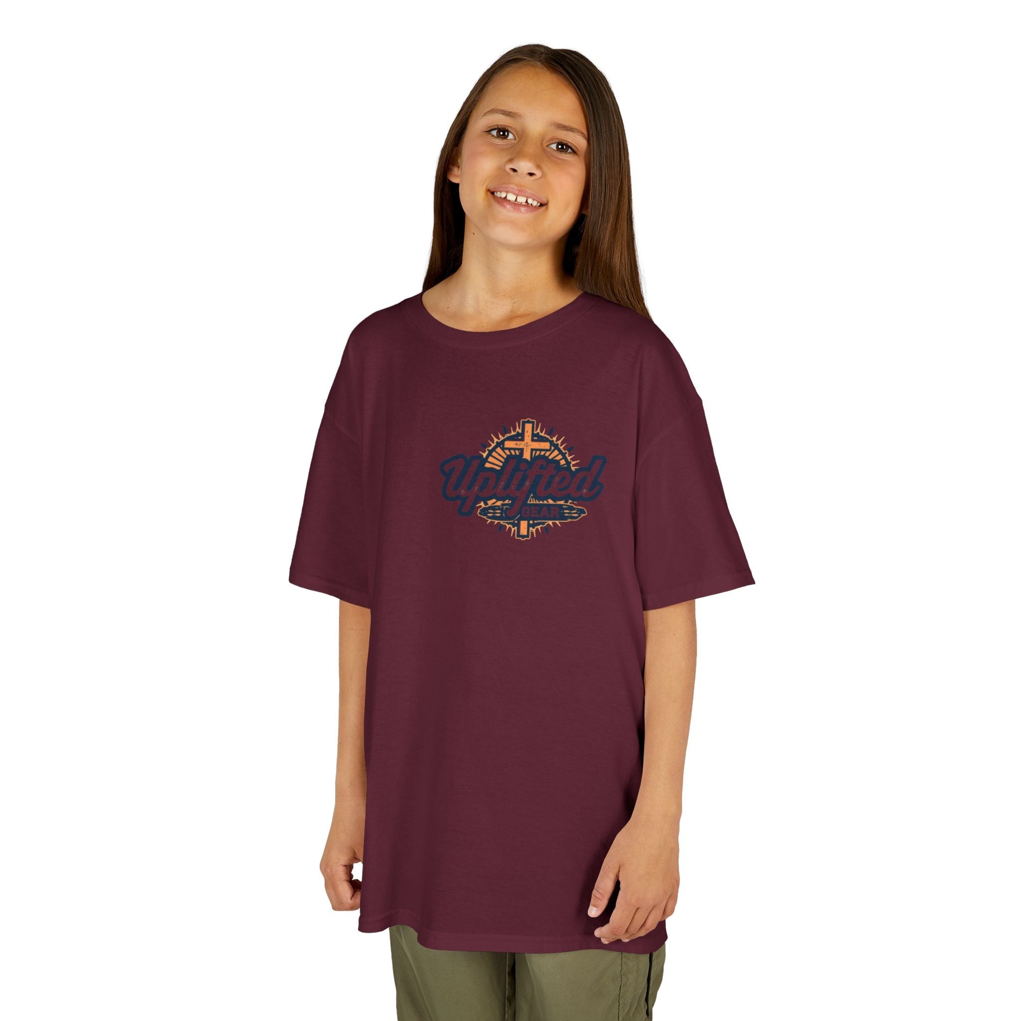 ✨ Chosen. Loved. Redeemed. – Elegant Christian Kids T-Shirt | Gold Foil Faith Tee | Subtle Cross & Heart Design | Inspirational Bible Verse Apparel by Uplifted Gear Printify