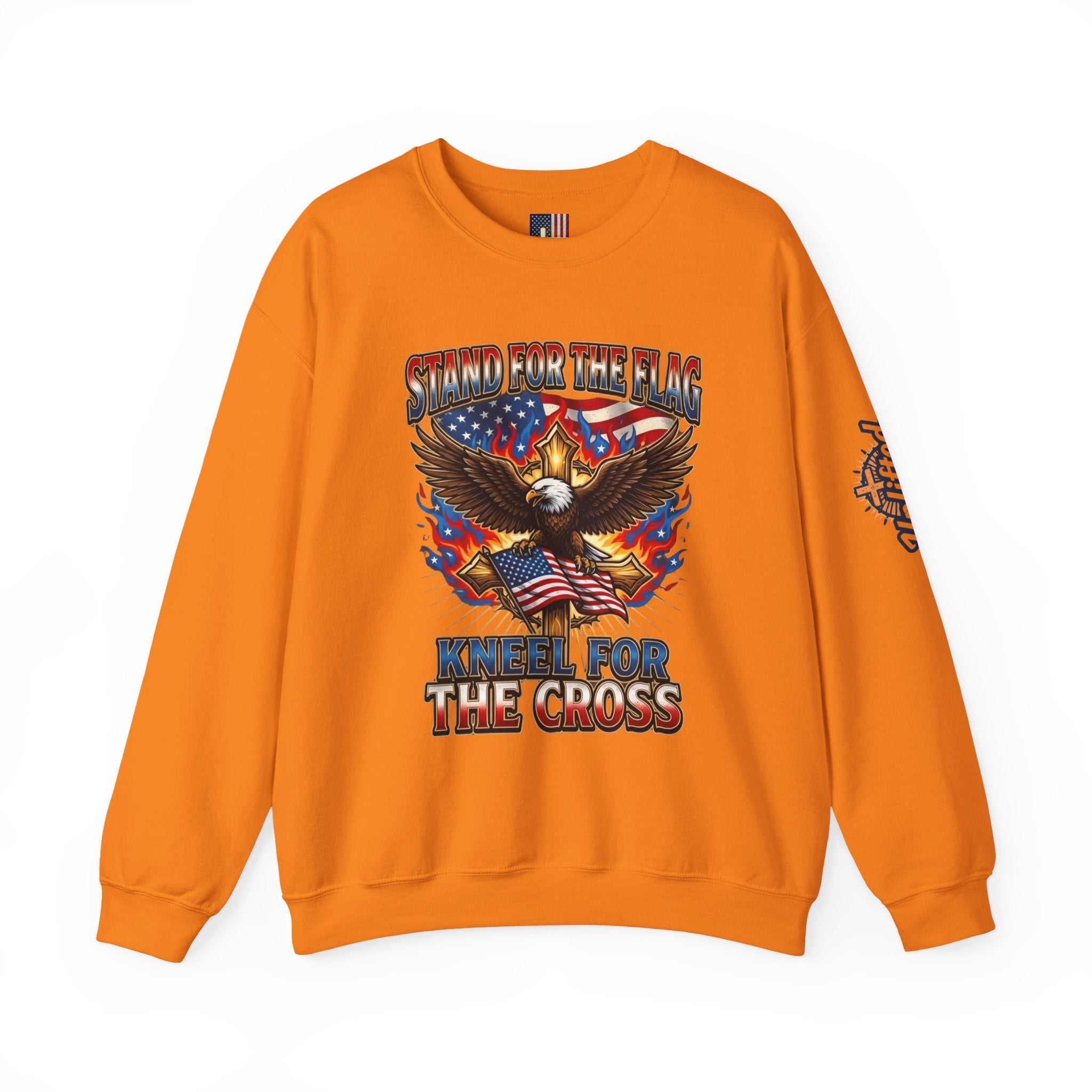 Stand for the Flag Kneel for the Cross Sweatshirt | Patriotic Eagle Sweatshirt Printify