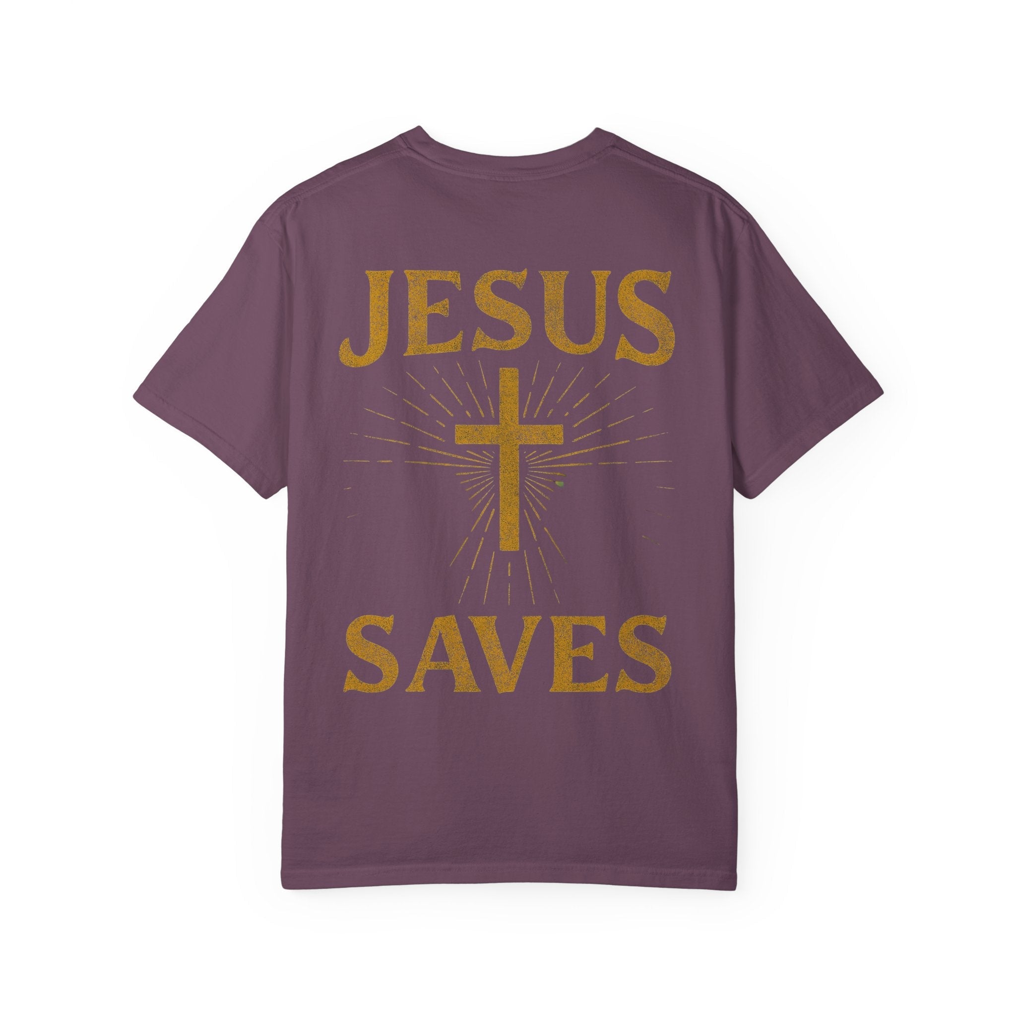 Jesus Saves T-shirt – Radiant Cross & Rays of Light Christian T-shirt for Eternal Hope & Faith Printify