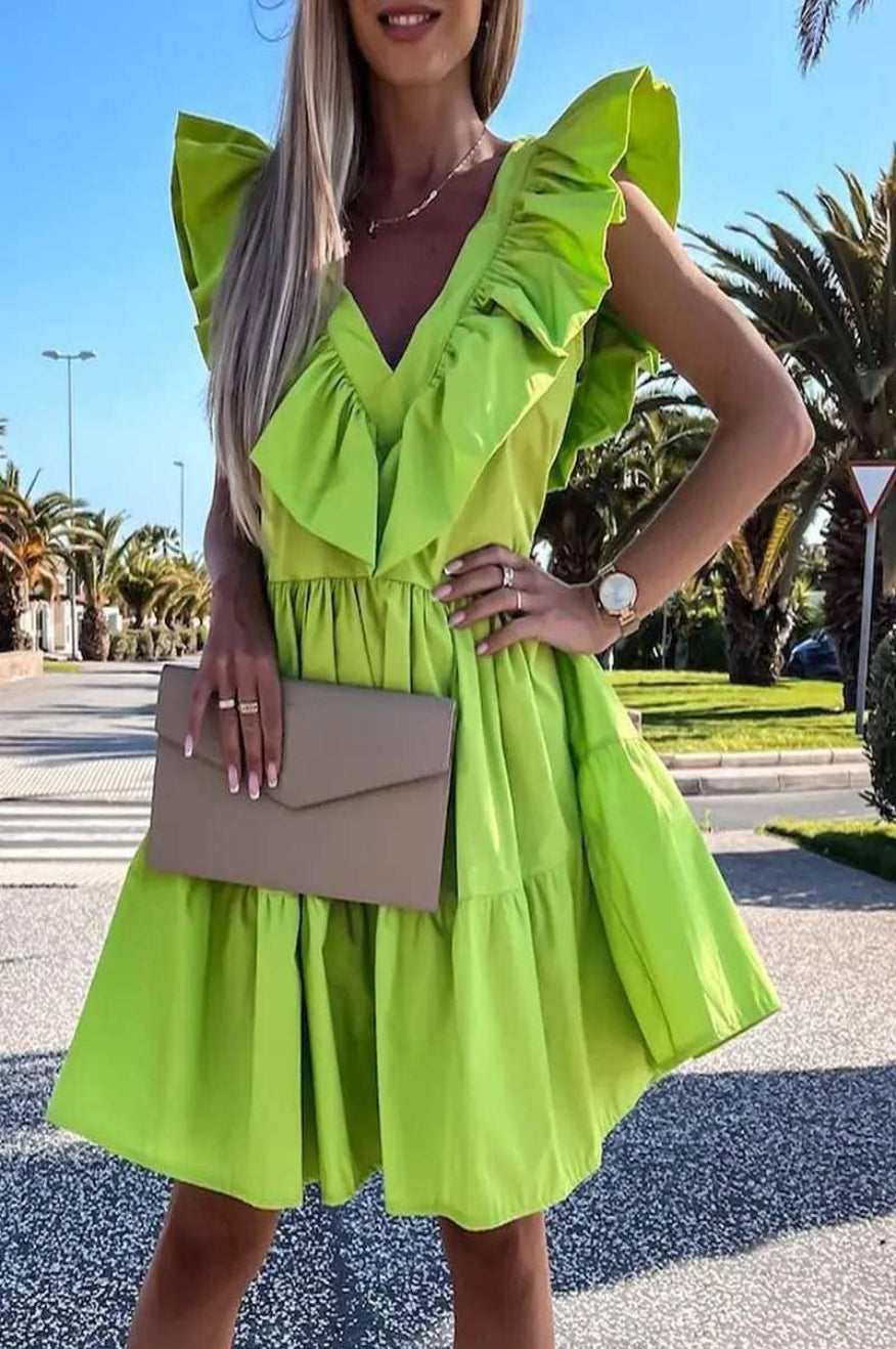 Ruffle Hem Green Spring Dress Pretty Little Patriot