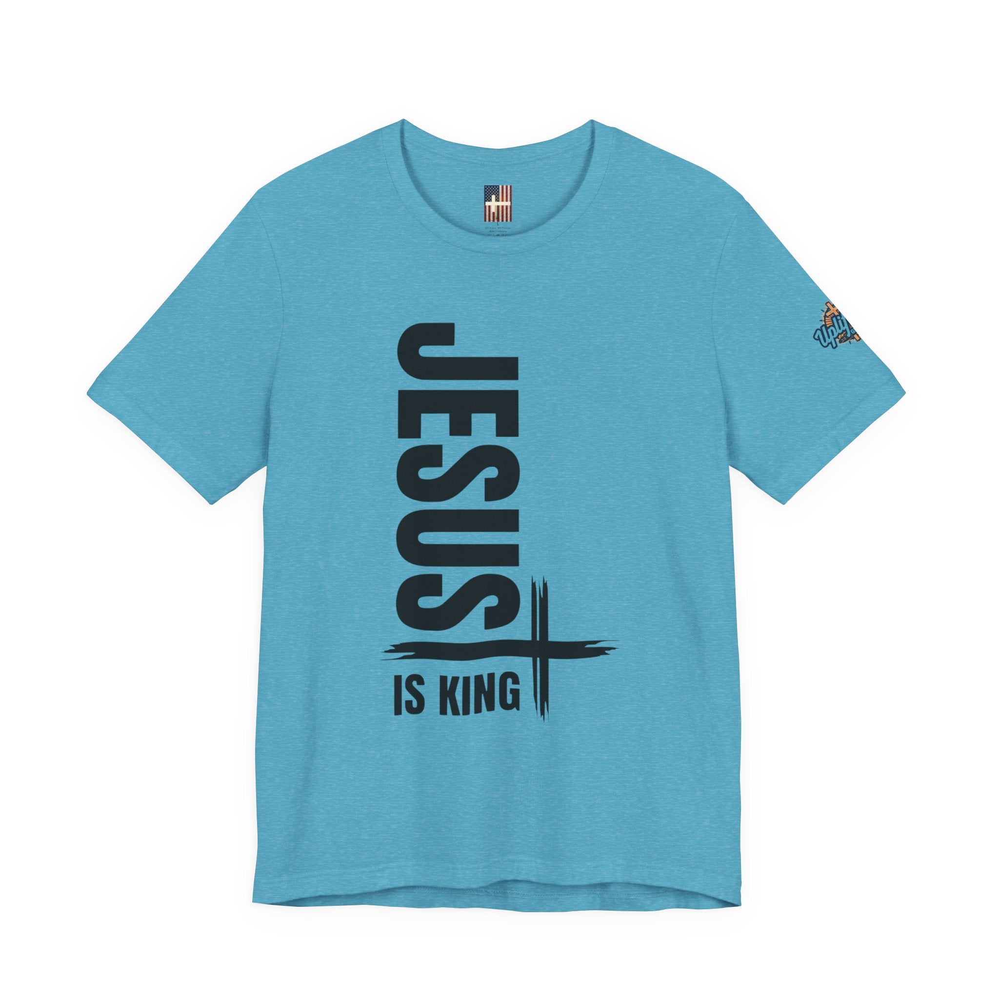 Jesus Is King T-shirt | Modern Typographic Cross Christian T-shirt Printify
