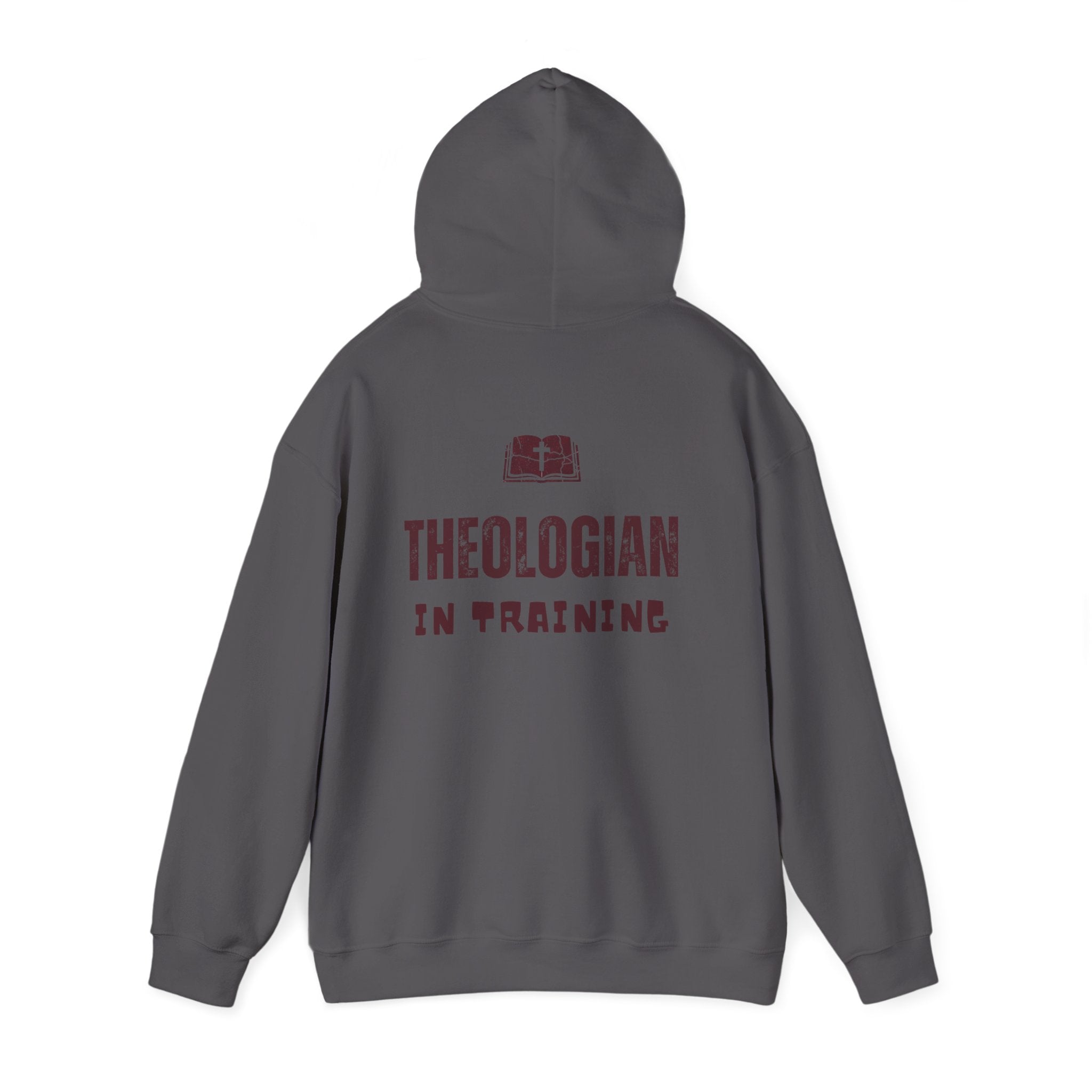 Theologian in Training Hoodie – Open Bible & Cross Christian Hoodie for Faithful Growth Printify