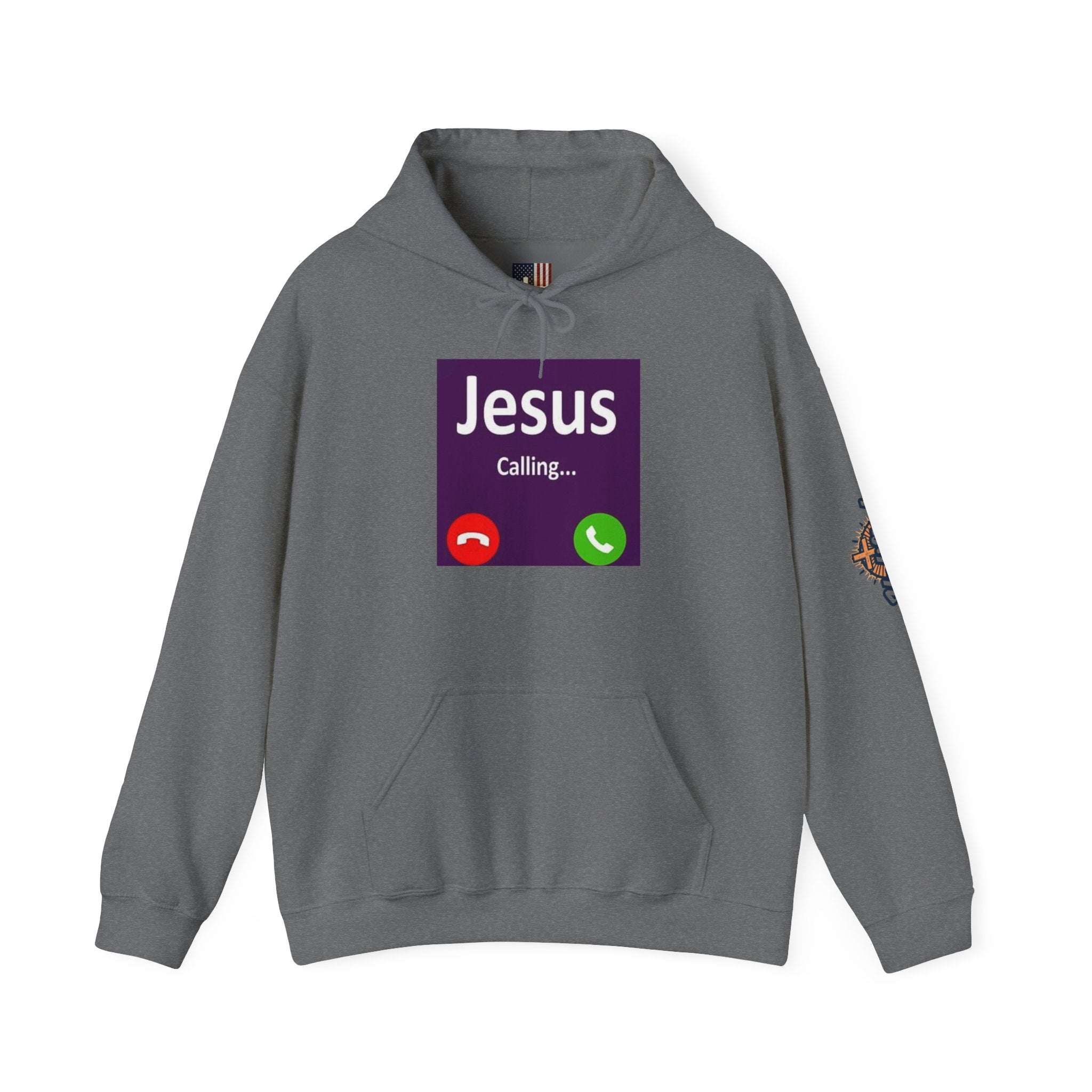 Jesus Calling Hoodie – Funny Cell Phone Screen Christian Sweatshirt for Divine Connection & Faith Humor Printify