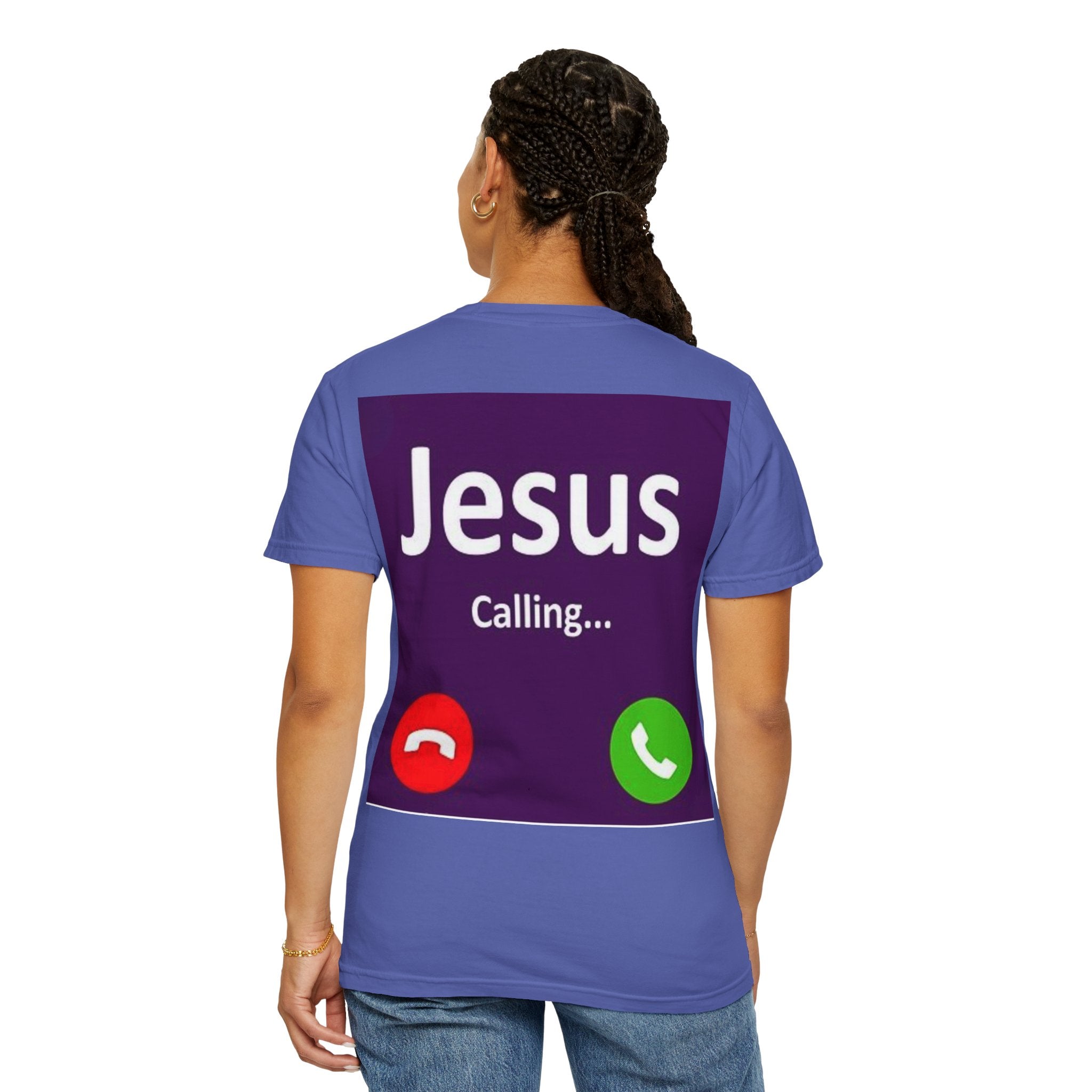 Jesus Calling T-shirt, – Funny Cell Phone Screen Christian T-shirt, for Divine Connection & Faith Humor Printify