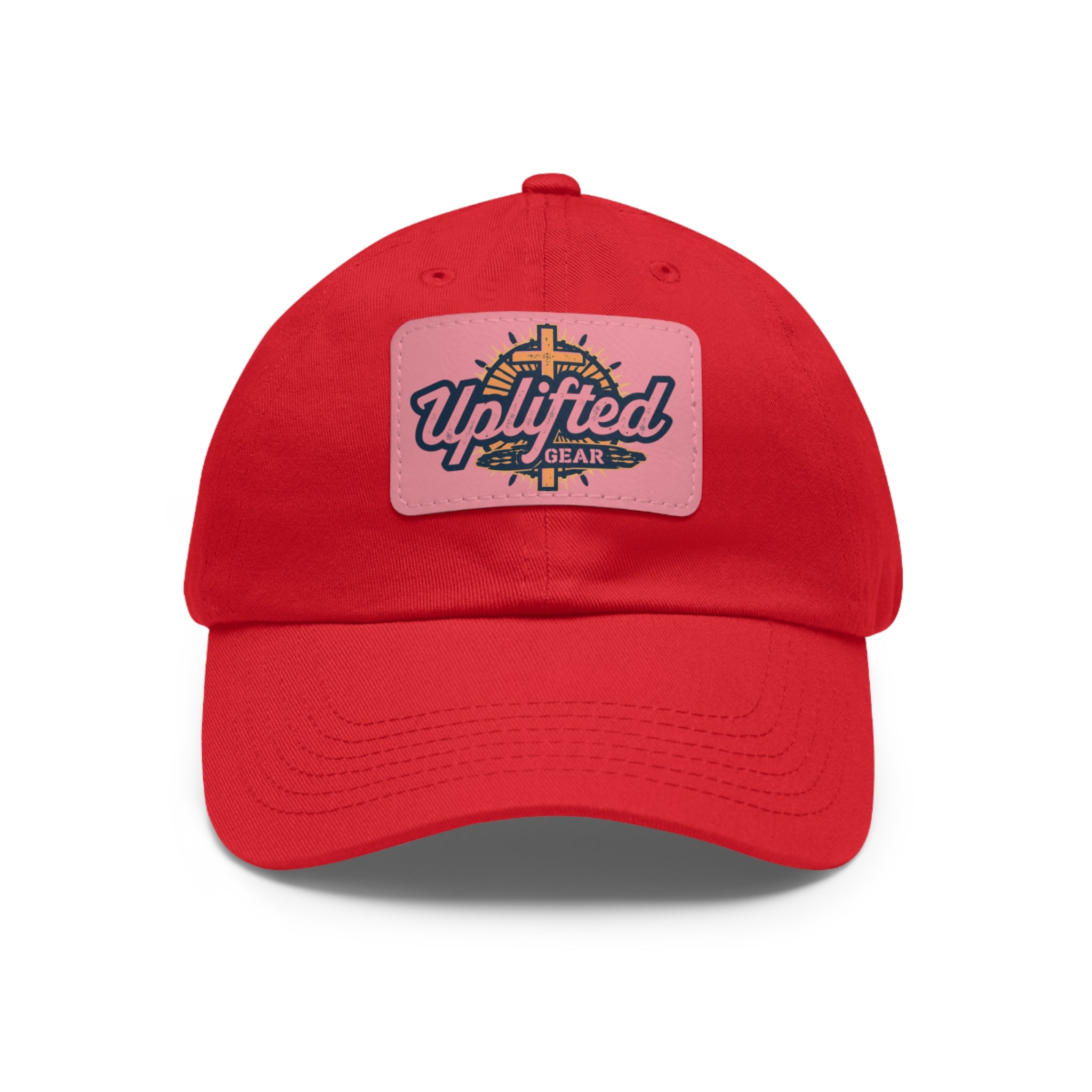 Uplifted Gear Leather Patch Dad Hat — Vintage Aviation Logo Cap Printify