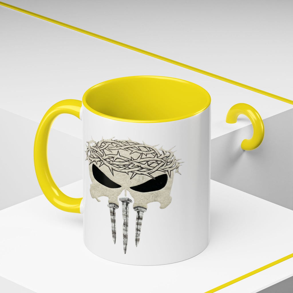 Christian Skull Coffee Mug — Crown of Thorns “Warrior Faith” (11/15 oz)