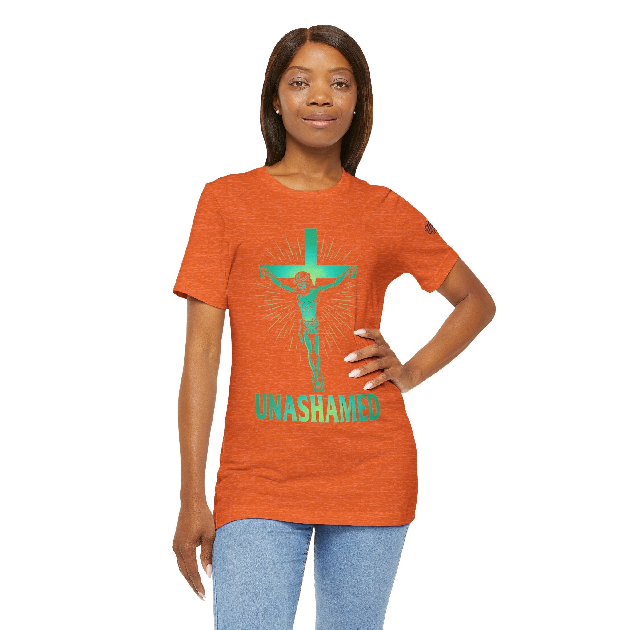Unashamed T-shirt – Romans 1:16 Crucifixion Christian t-shirt for Bold Unwavering Faith Printify