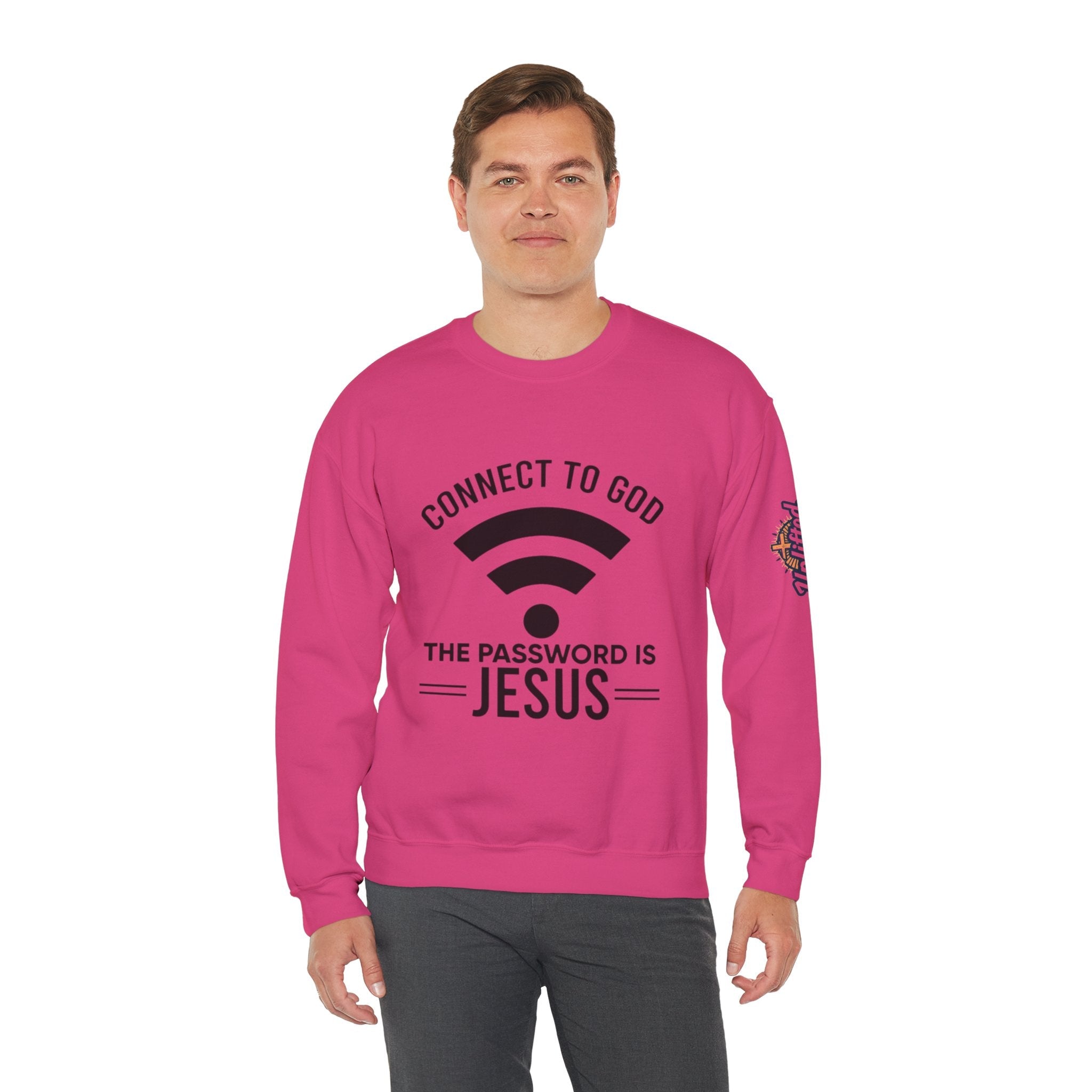 Connect to God Sweatshirt - WIFI Password is Jesus - Funny Christian Faith Sweatshirt Printify