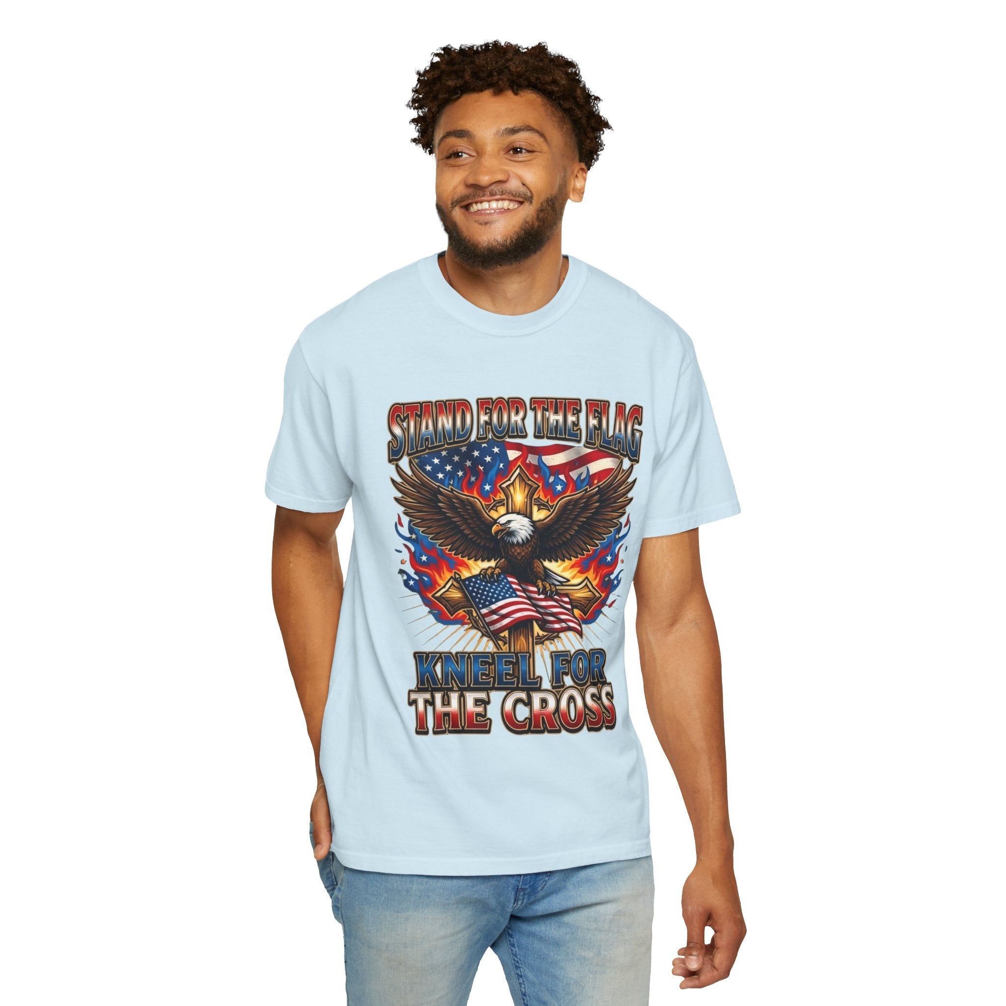 Stand for the Flag Kneel for the Cross T-shirt | Patriotic Eagle T-shirt Printify